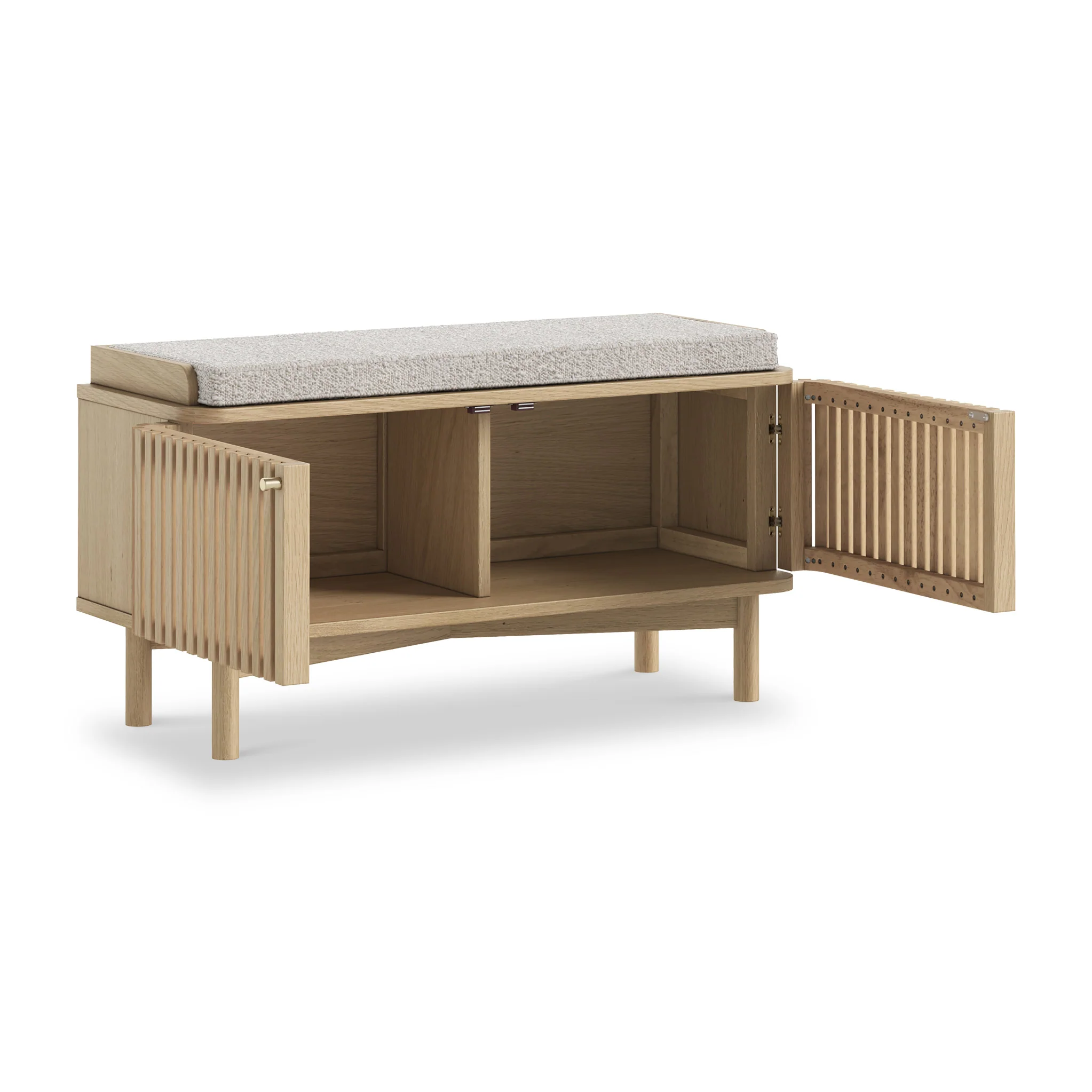 Finch Oak Slatted Storage Bench - Image 4