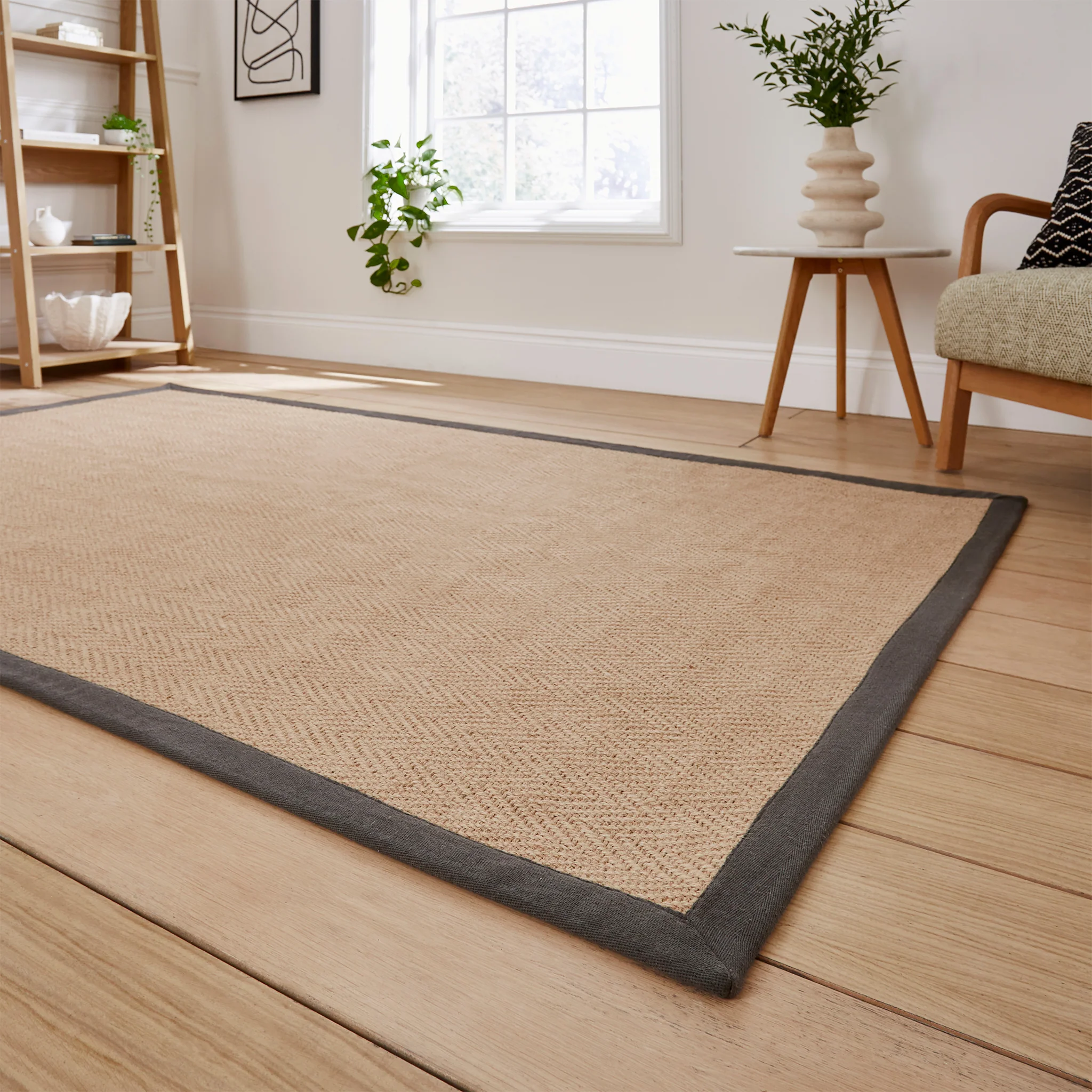 Ford Herringbone Jute Border Rug - Image 15