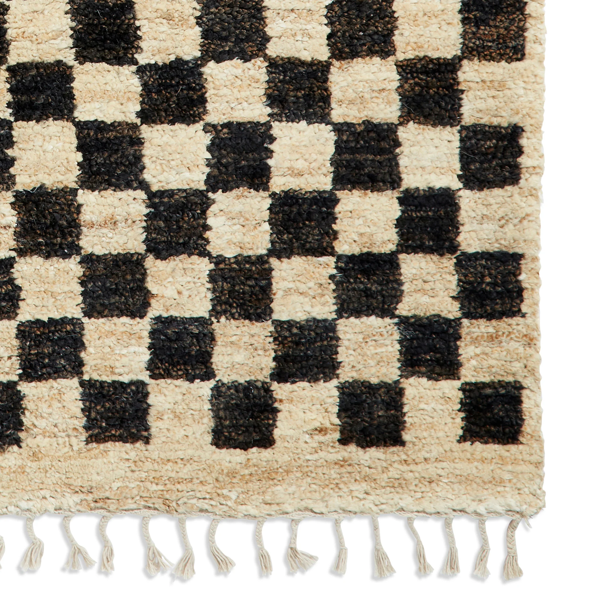 Franklin Natural Hemp Black/Ivory Chequered Rug - Image 6