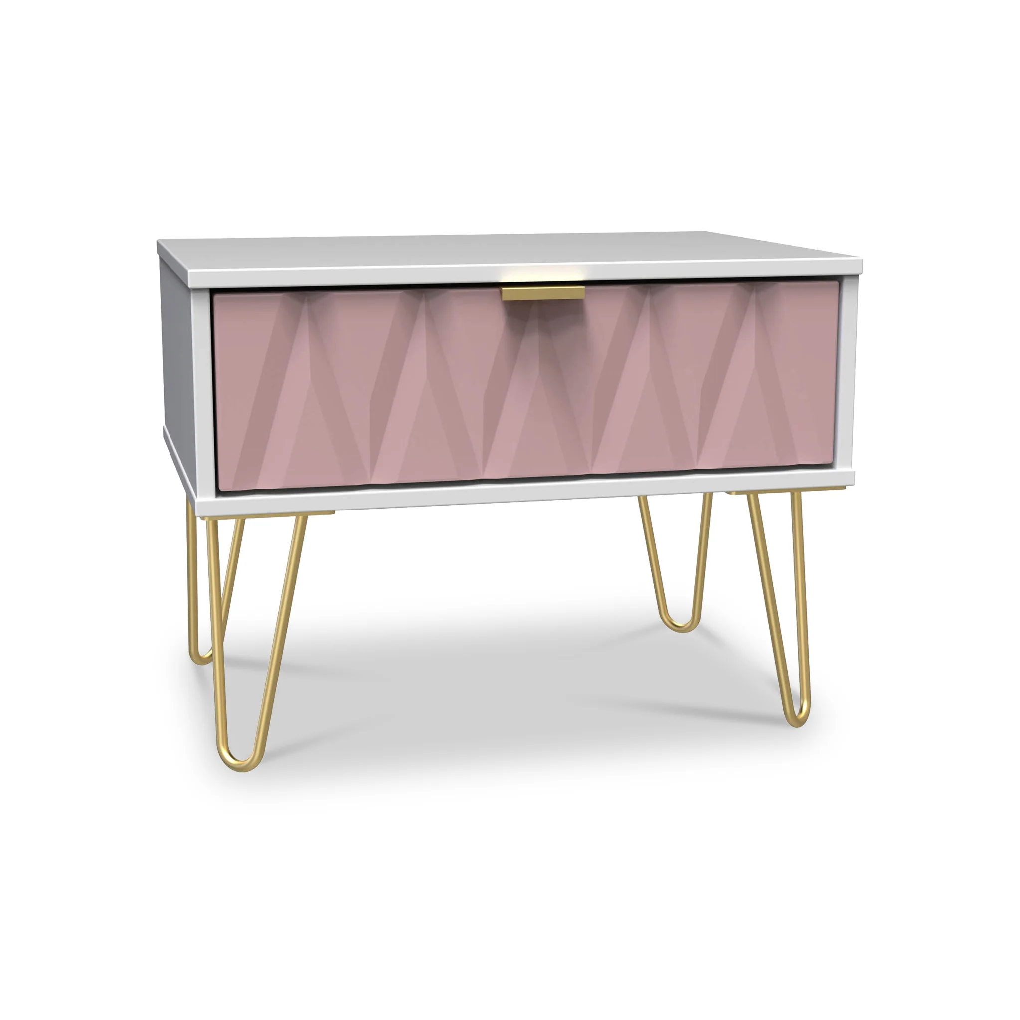 Geo 1 Drawer Side Table with Gold Hairpin Legs - Image 9