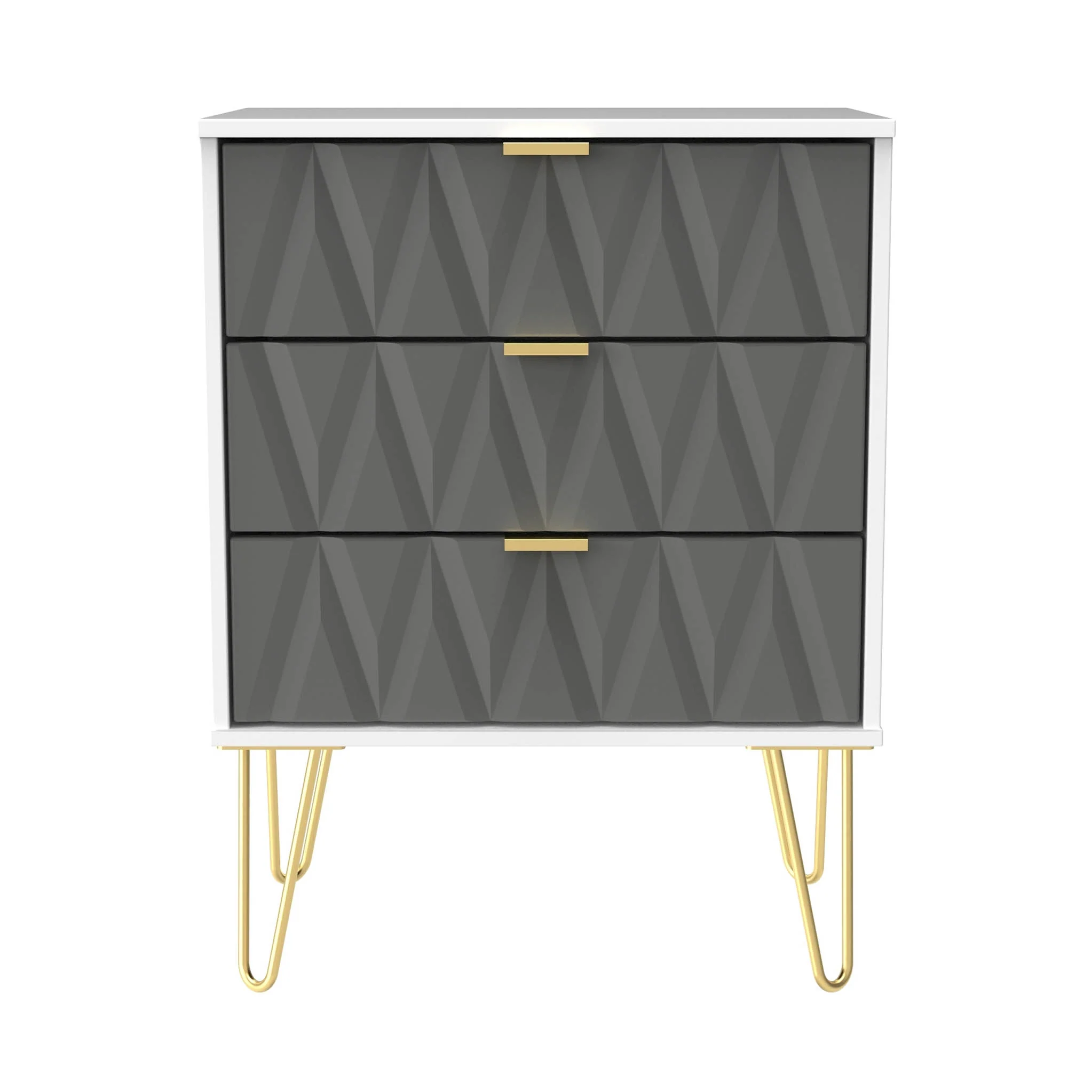Geo 3 Drawer Midi Chest with Gold Hairpin Leg - Image 2