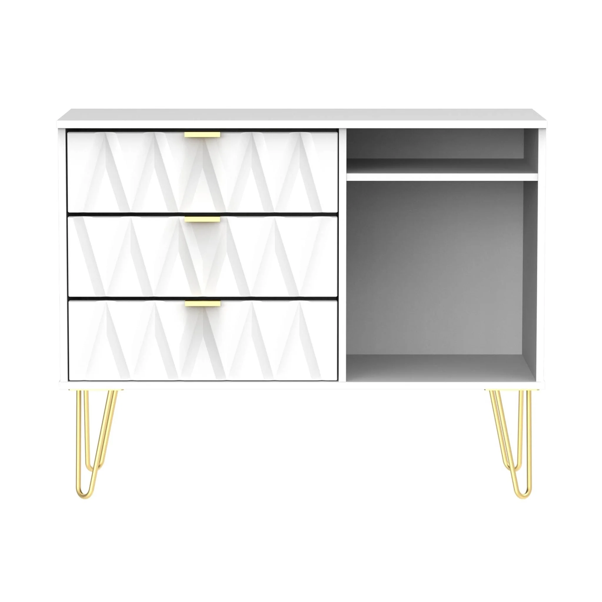 Geo 3 Drawer TV Unit with Gold Hairpin Legs - Image 5