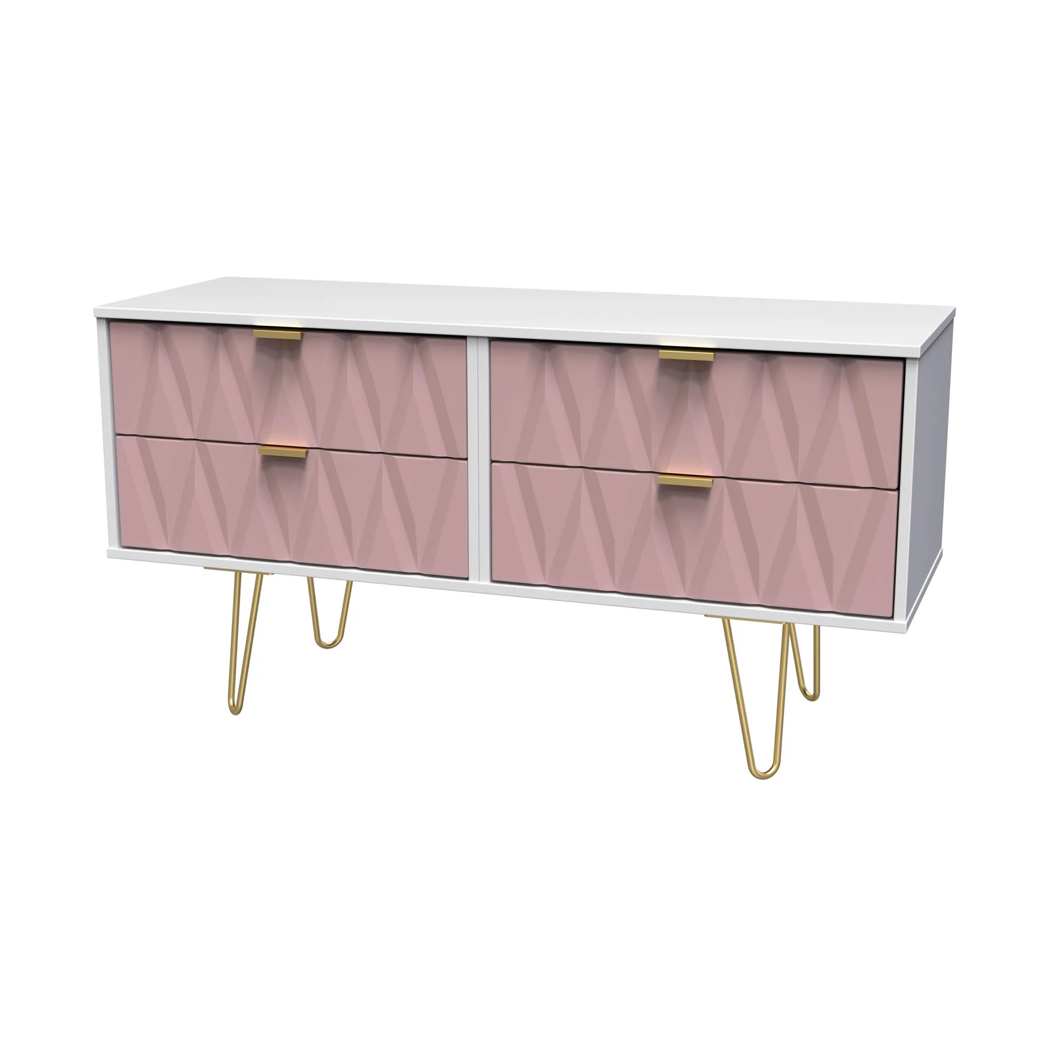 Geo 4 Drawer Low TV Unit with Gold Hairpin Legs - Image 6
