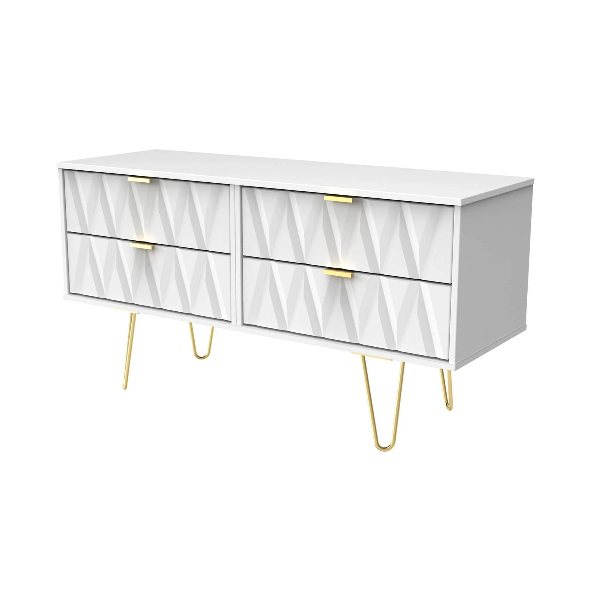 Geo 4 Drawer Low TV Unit with Gold Hairpin Legs - Image 8