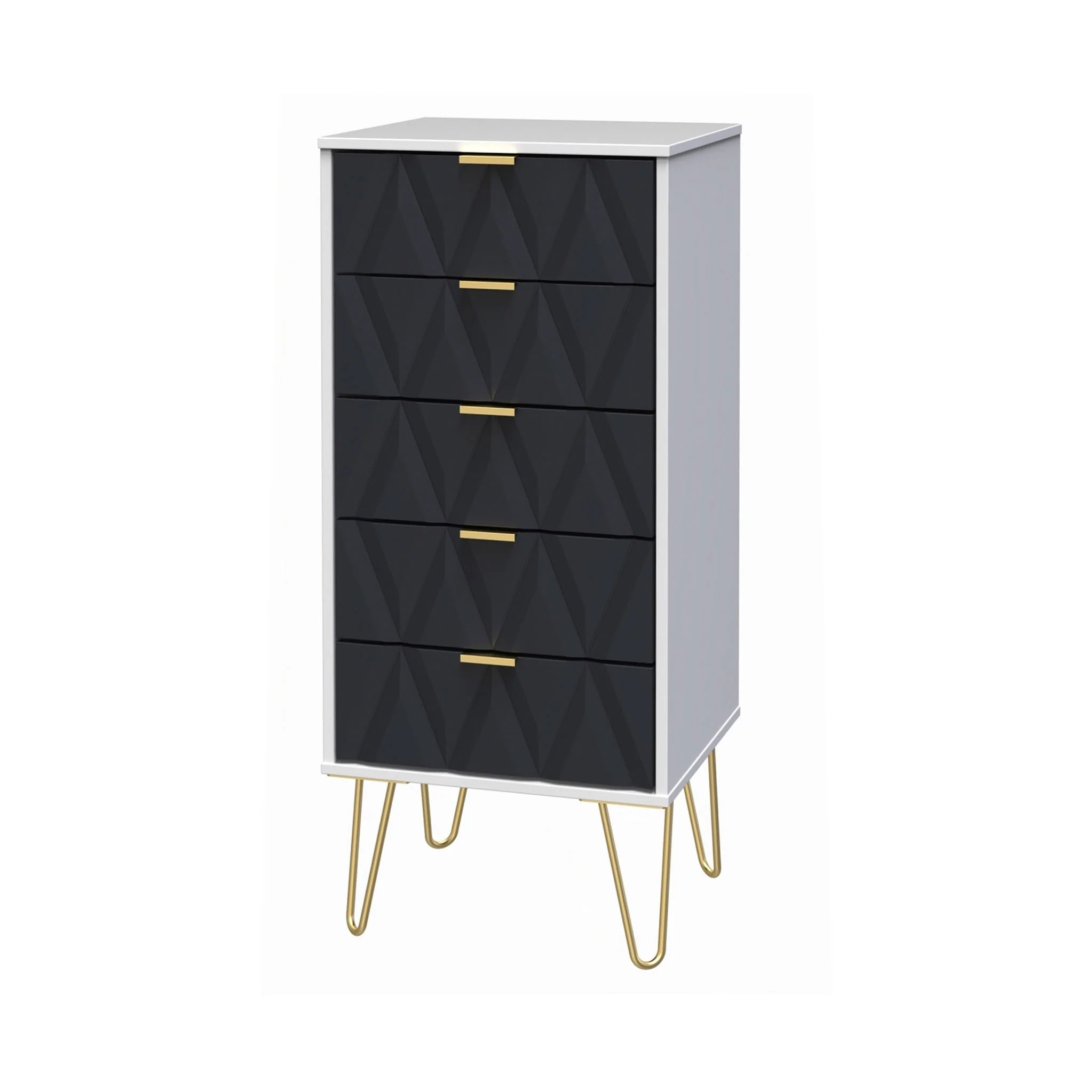 Geo 5 Drawer Tallboy with Gold Hairpin Legs - Image 6