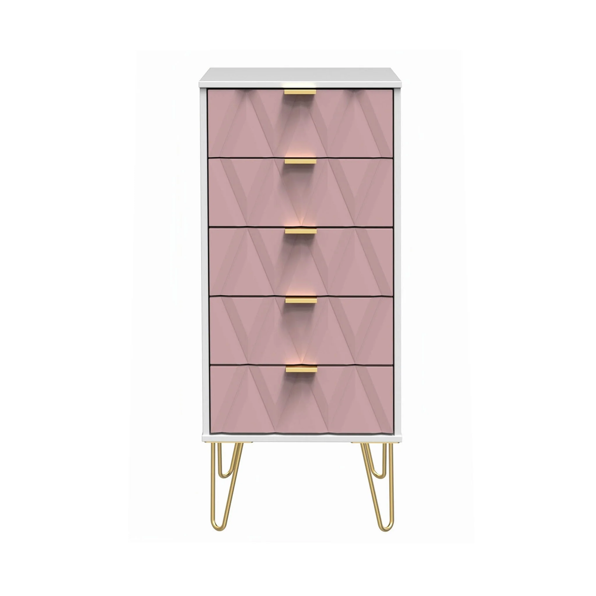 Geo 5 Drawer Tallboy with Gold Hairpin Legs - Image 9