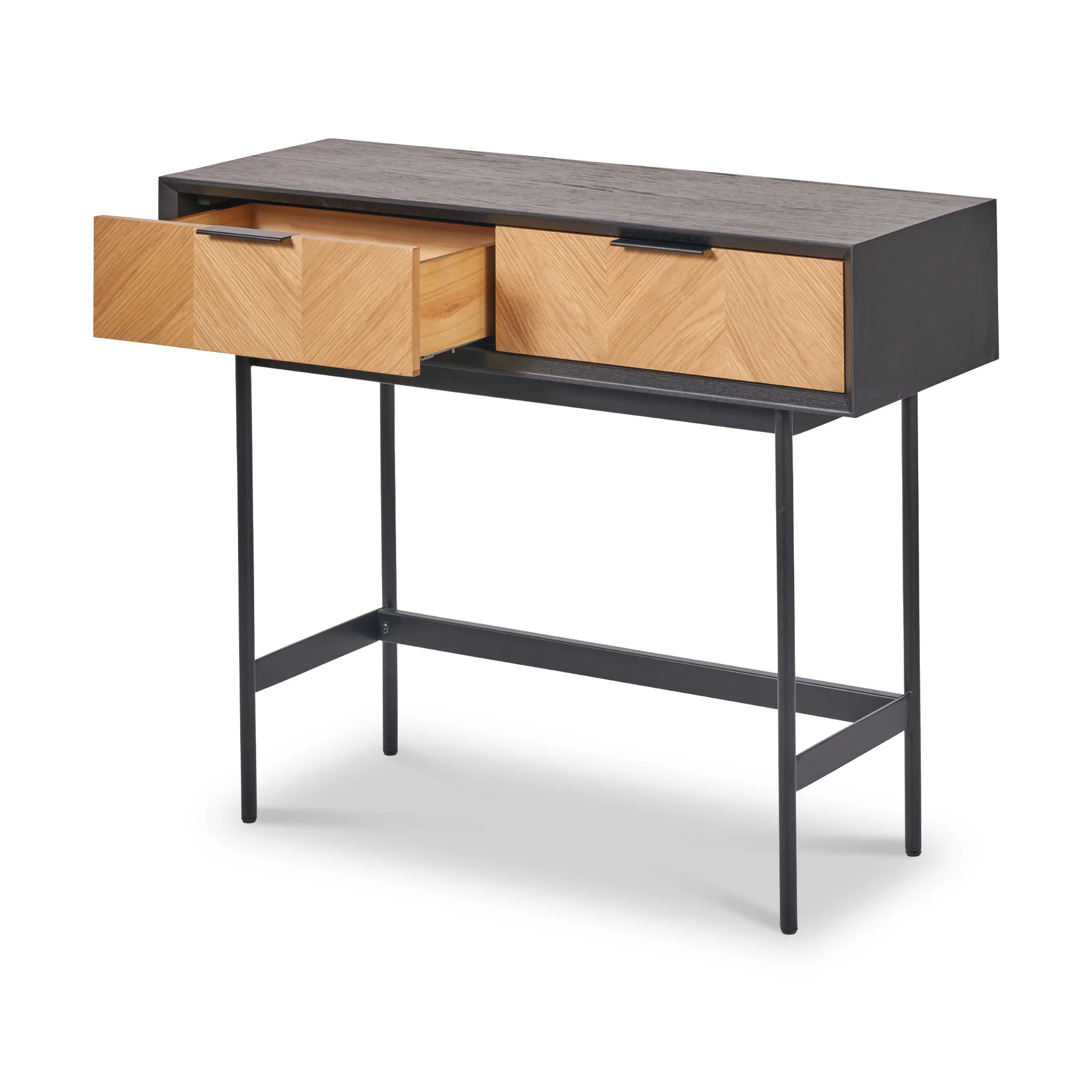 Hailee Oak and Pine 2 Drawer Console Table - Image 5