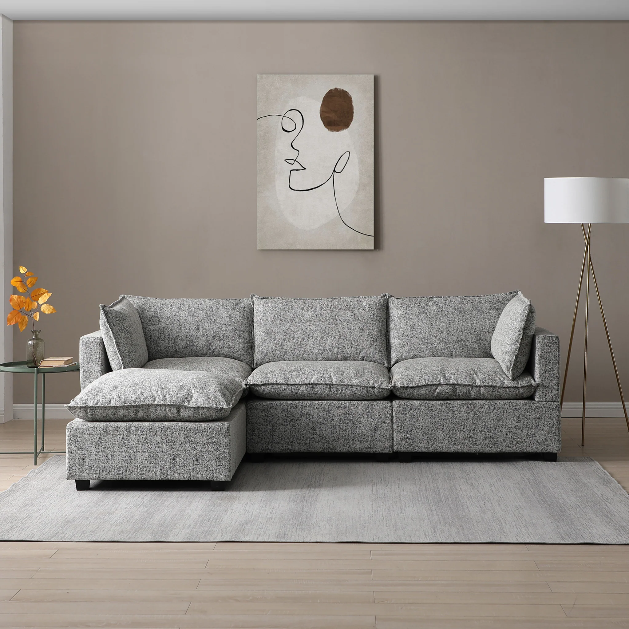 Hampton 3 Seater Boucle Chaise Sofa - Image 2