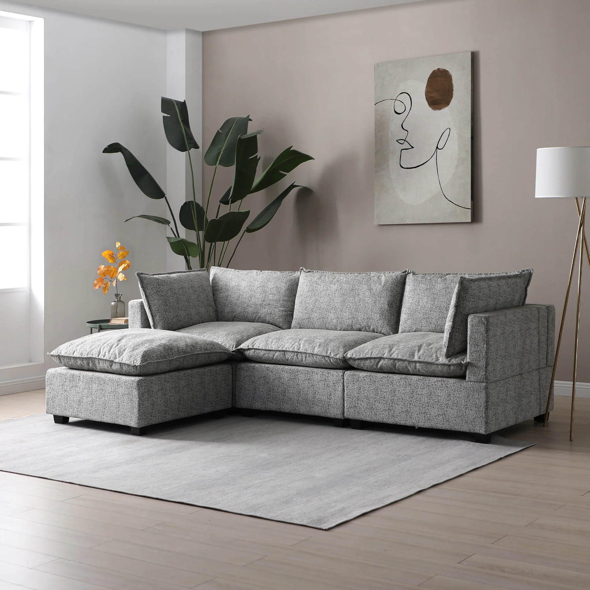 Hampton 3 Seater Boucle Chaise Sofa - Image 4