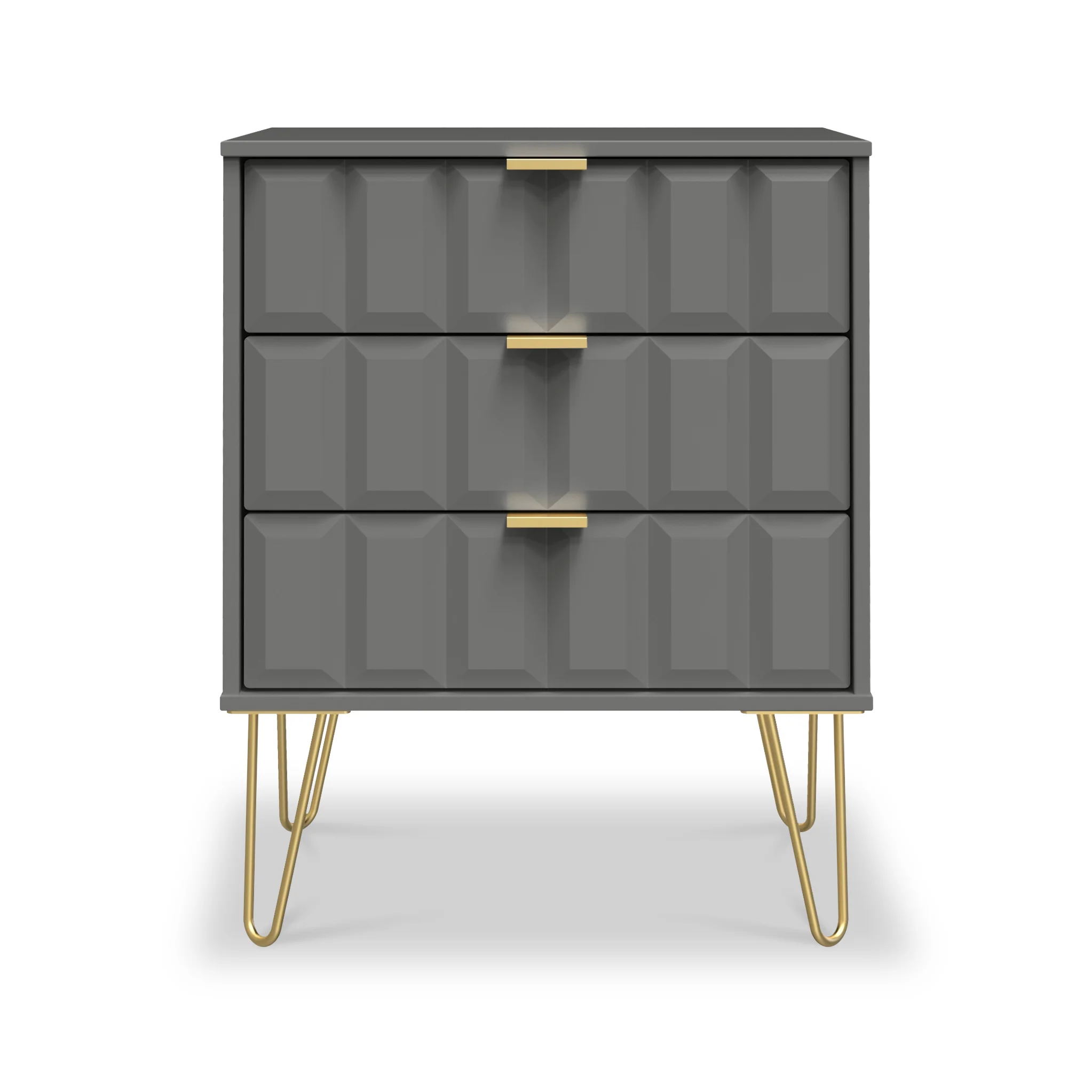 Harlow 3 Drawer Midi Sideboard with Gold Hairpin Legs - Image 2