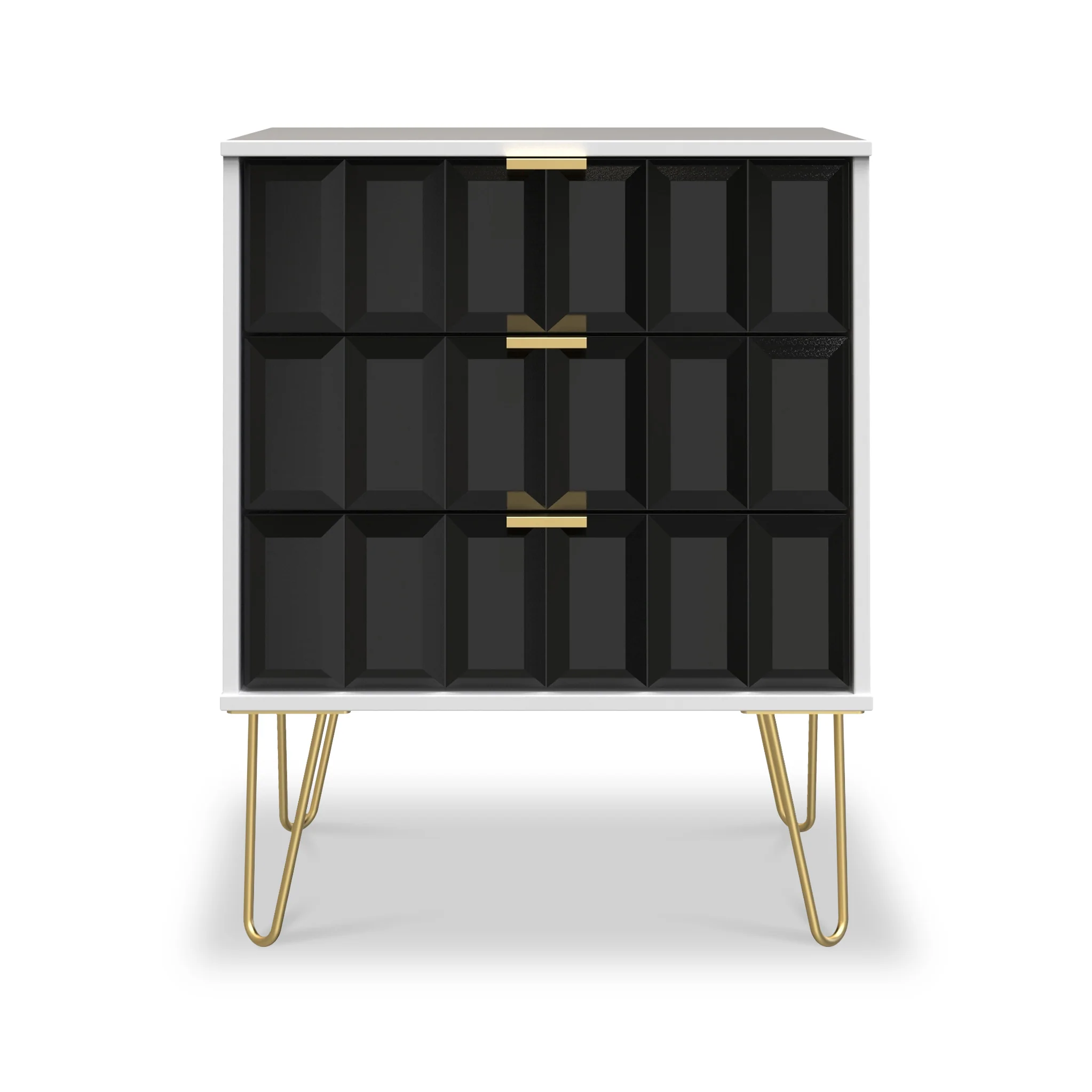 Harlow 3 Drawer Midi Sideboard with Gold Hairpin Legs - Image 4