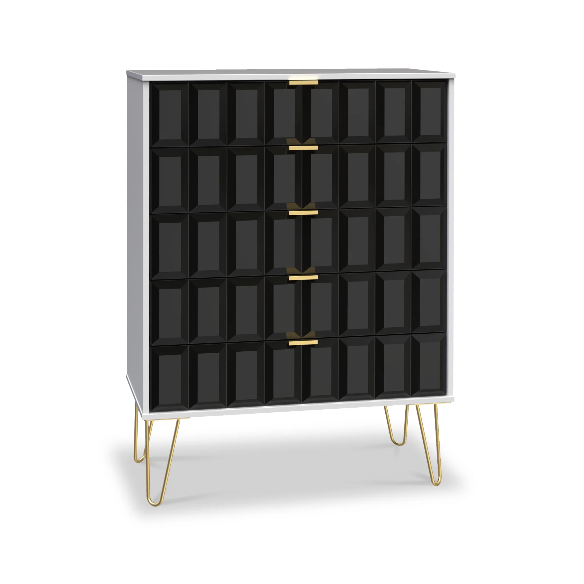 Harlow 5 Drawer Chest with Gold Hairpin Legs - Image 4