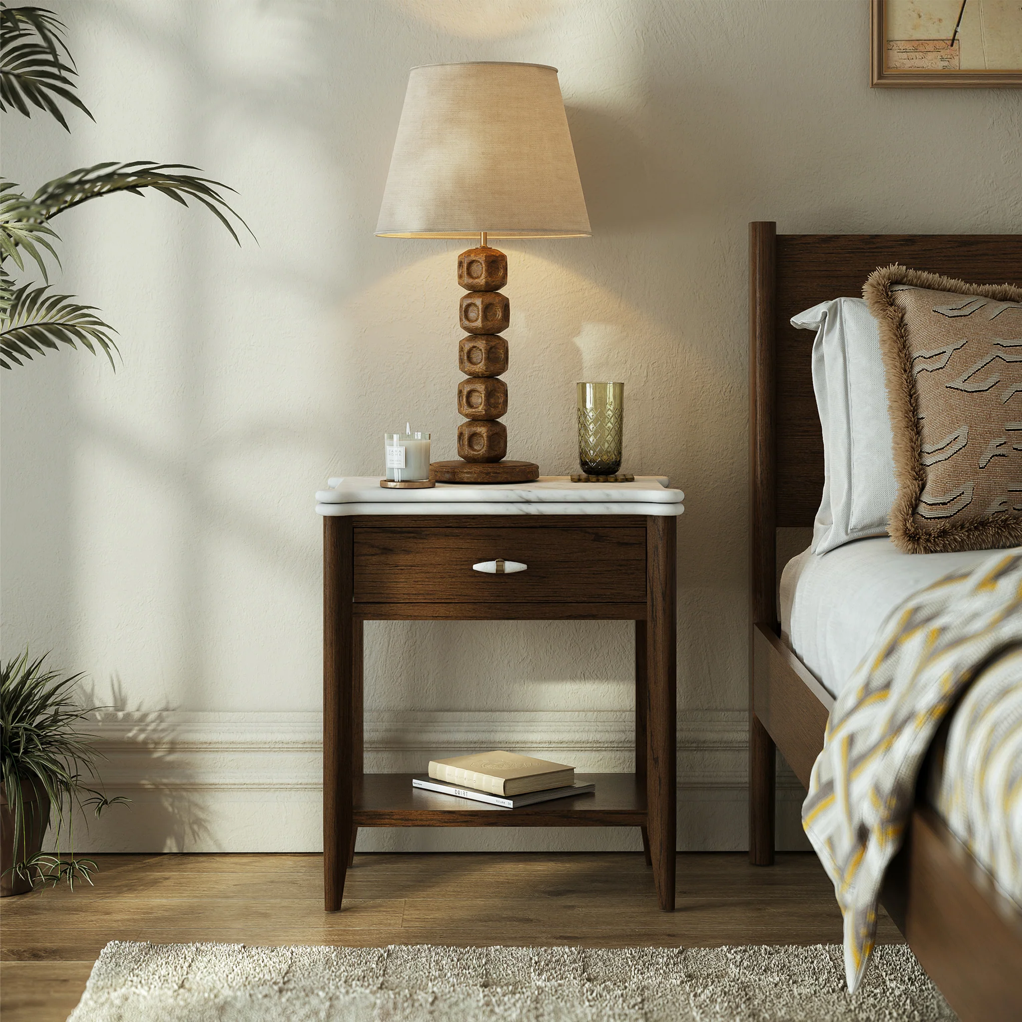 Hawthorne Dark Oak & Marble Side Table - Image 2