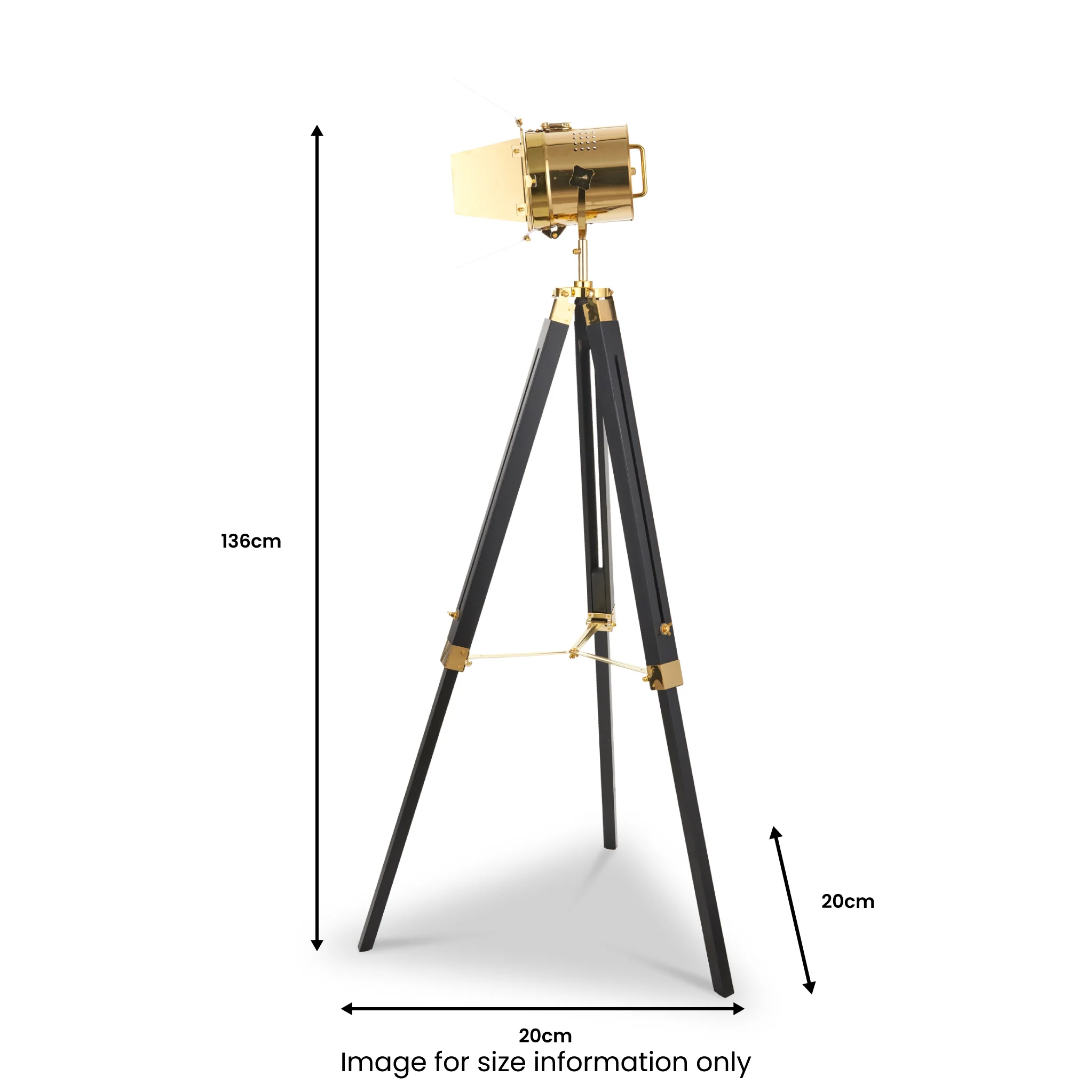 Hereford Gold and Black Tripod Film Floor Lamp - Image 9