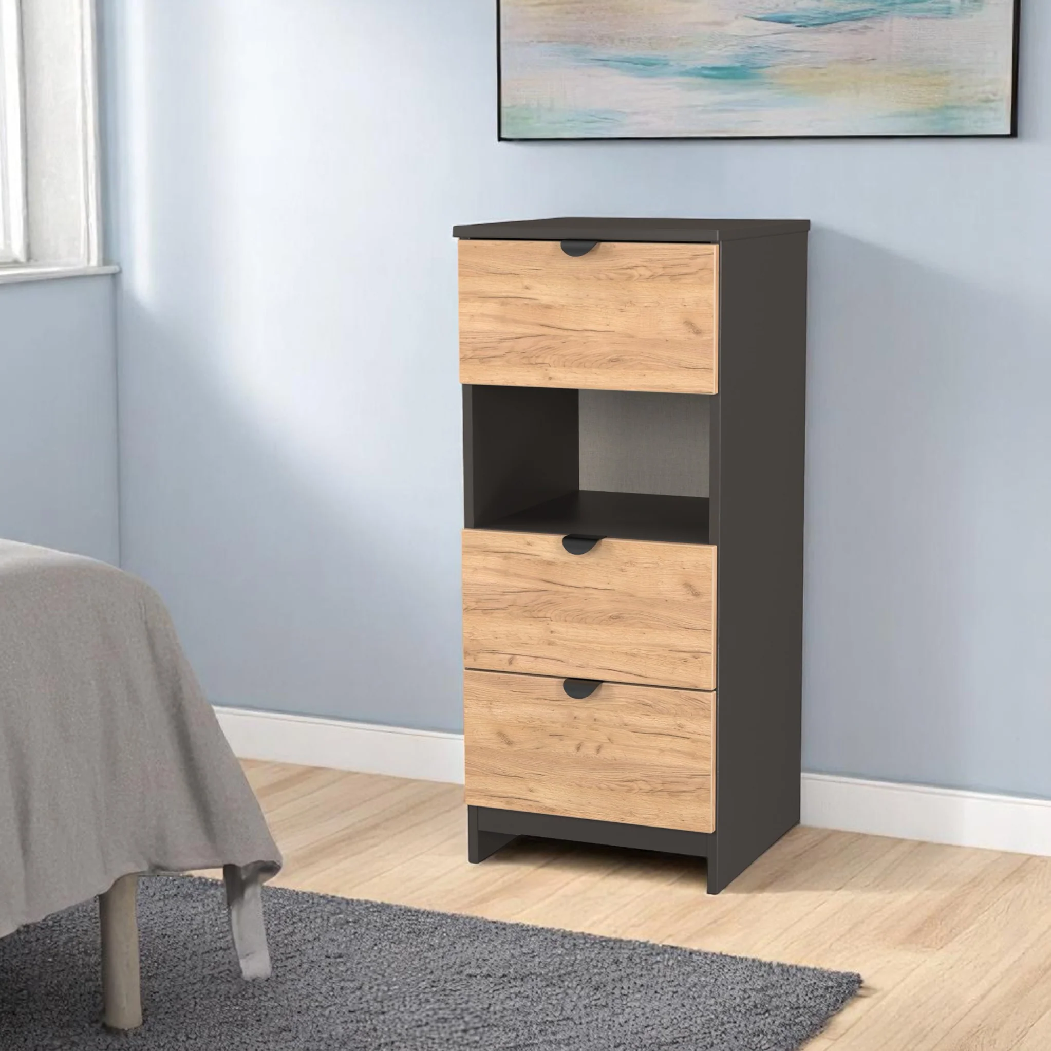 Huxley 3 Drawer Bedside Table - Image 8