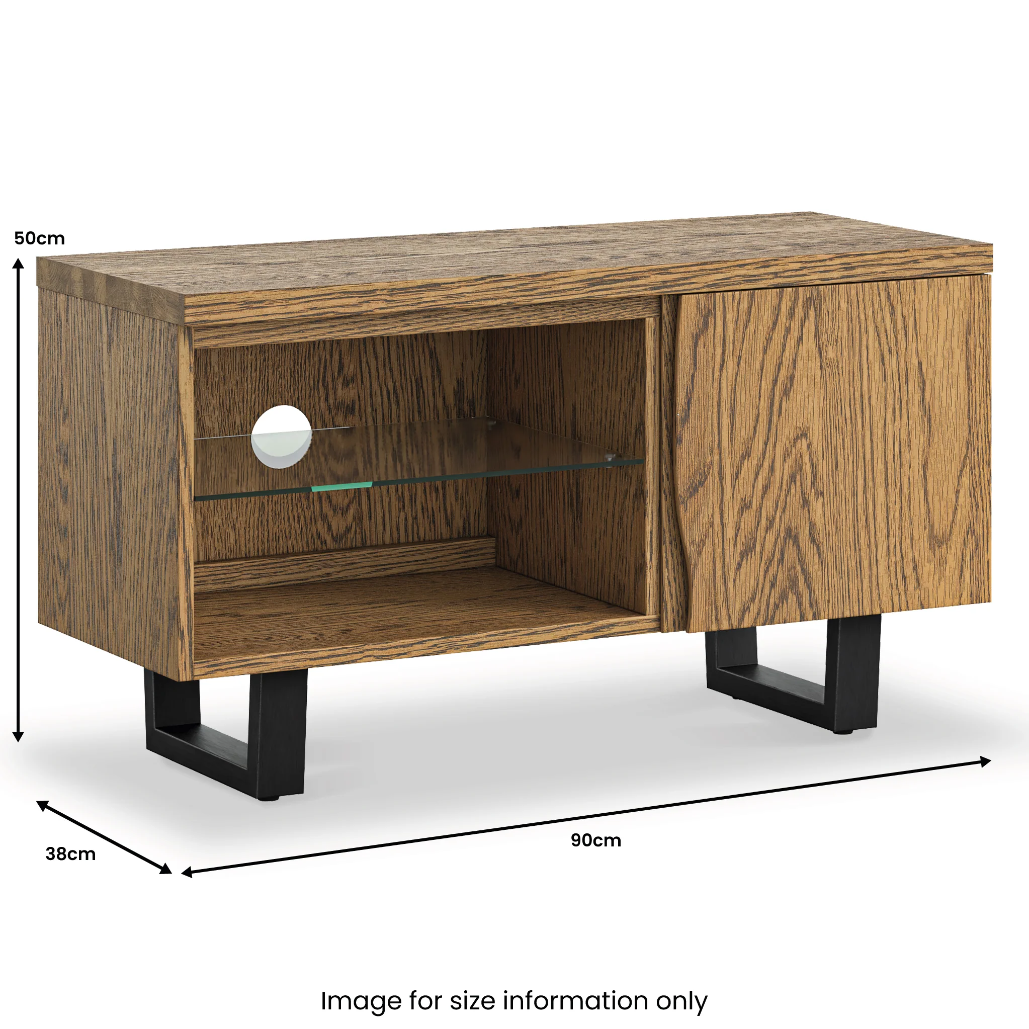 Isaac Oak 90cm Small TV Stand - Image 8
