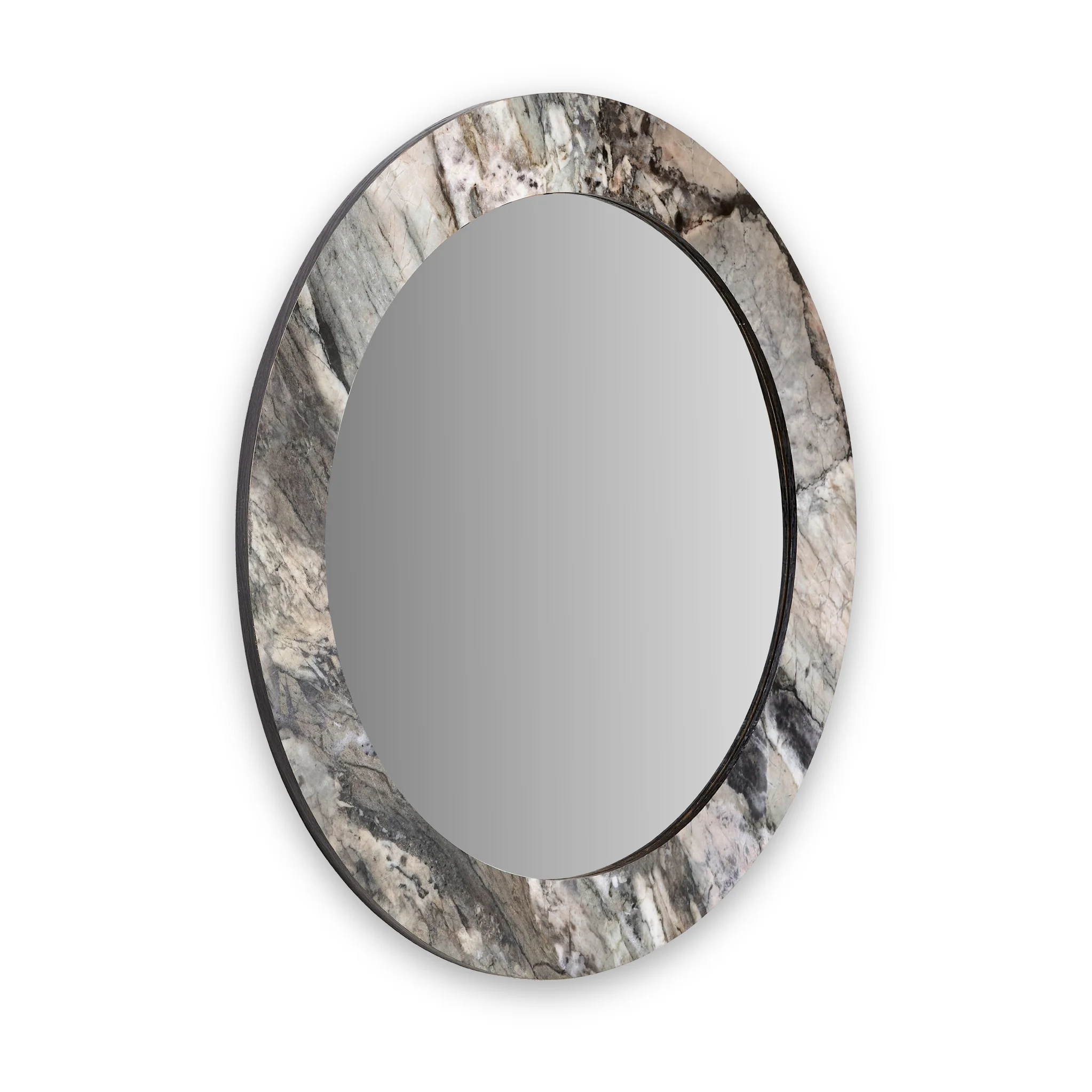 Jade Marble Effect Round Wall Mirror
