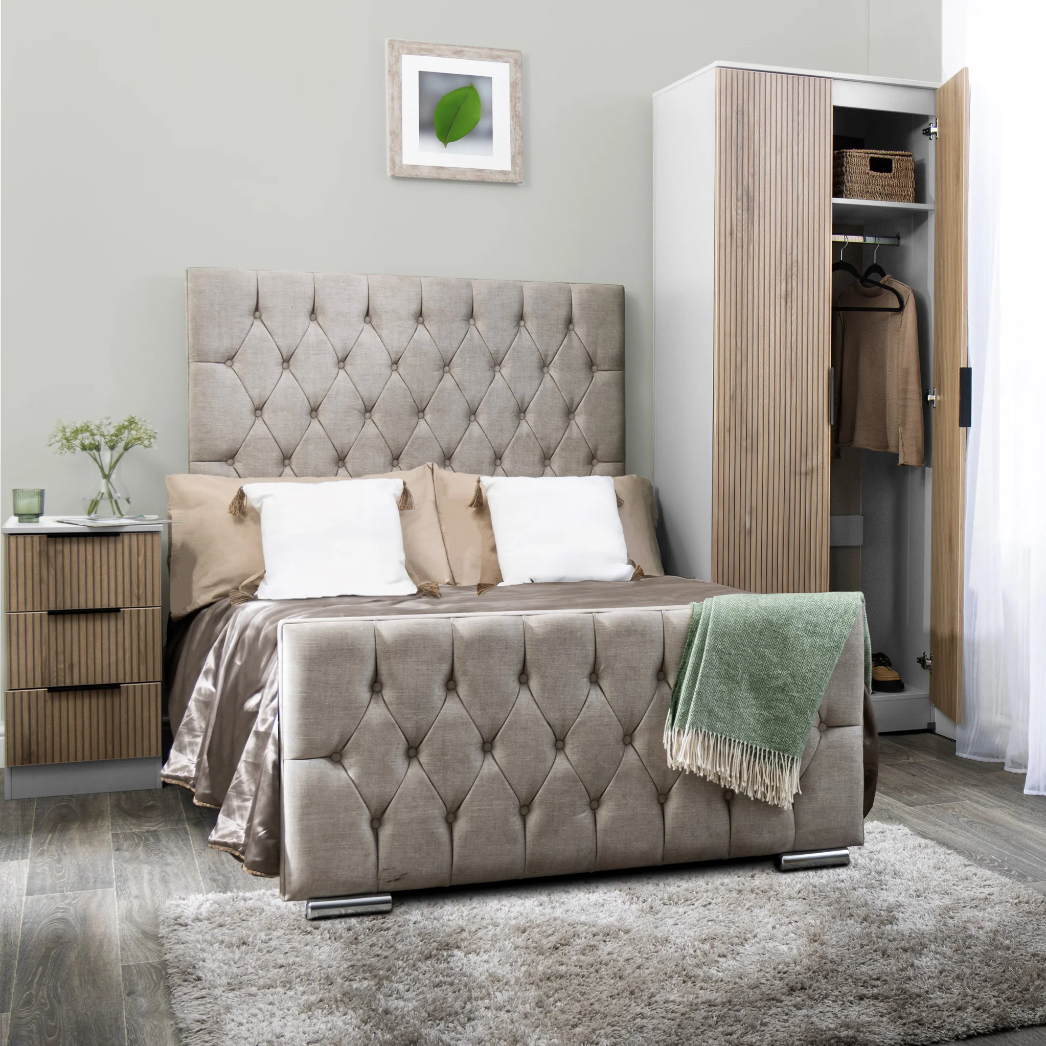 Jago Slatted Effect 3 Drawer Bedside Table - Image 15
