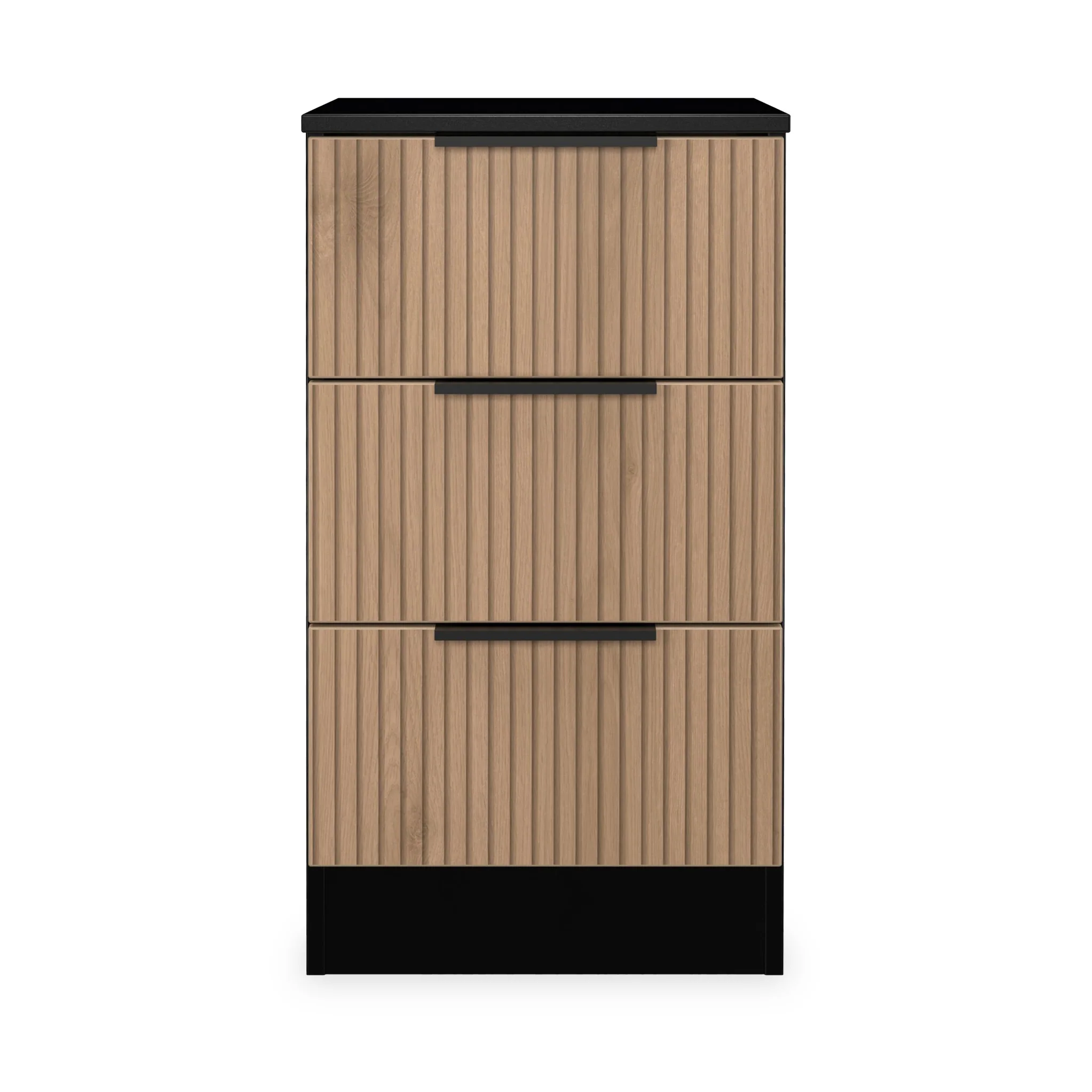 Jago Slatted Effect 3 Drawer Bedside Table - Image 4