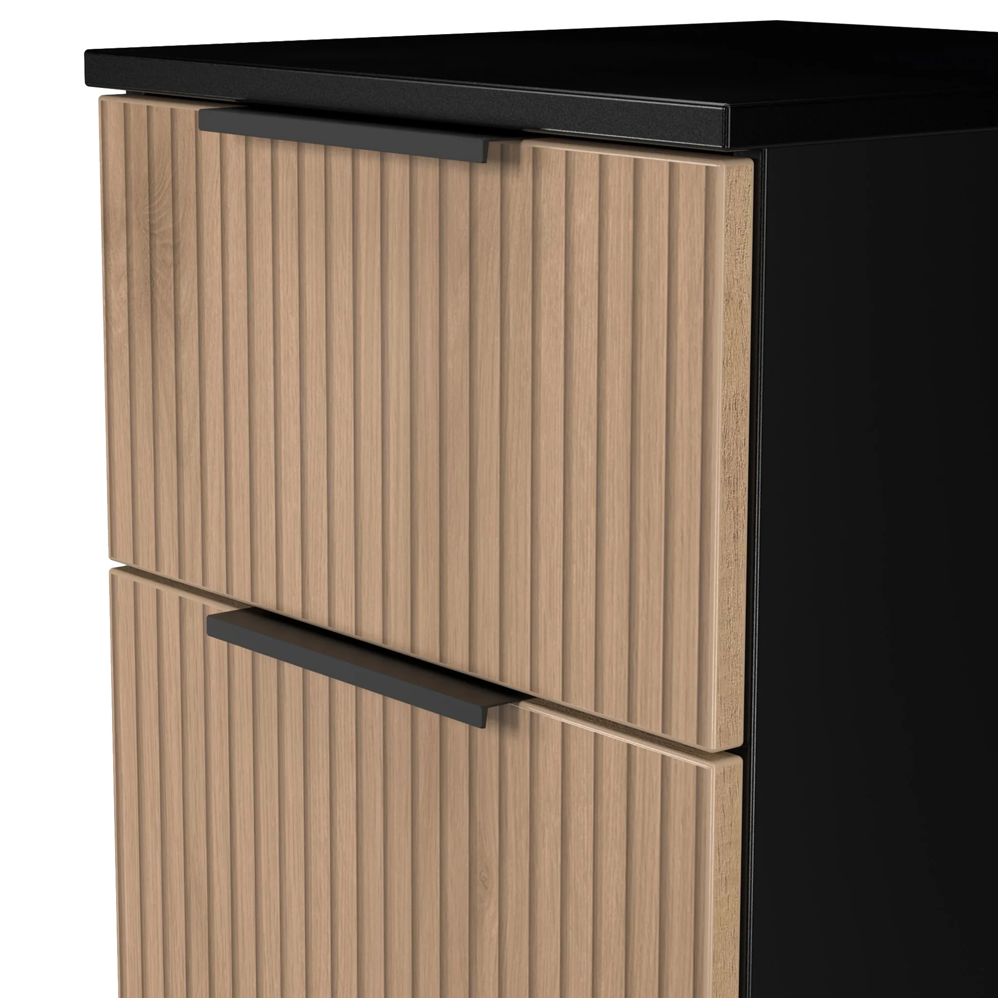 Jago Slatted Effect 3 Drawer Bedside Table - Image 6