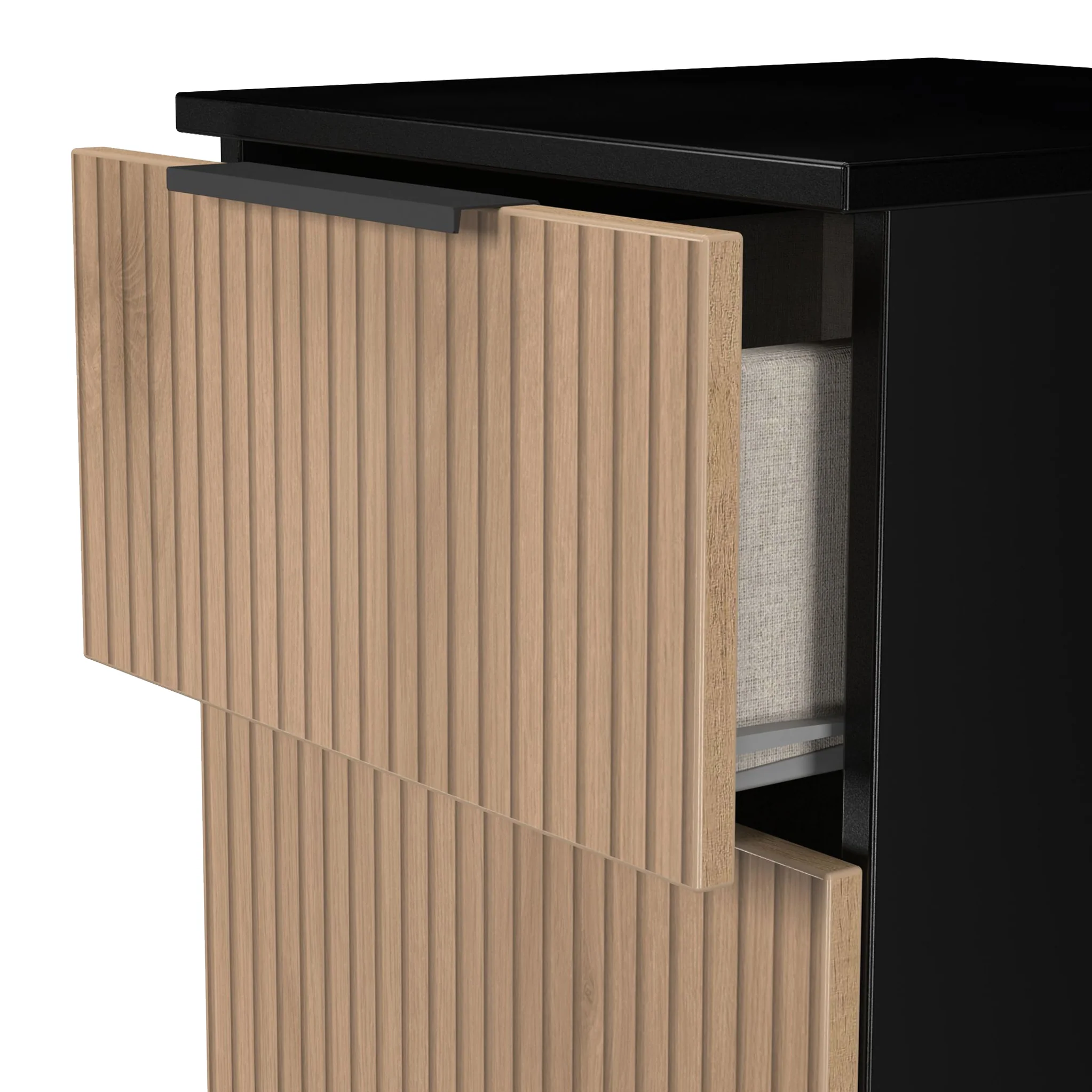 Jago Slatted Effect 3 Drawer Bedside Table - Image 7