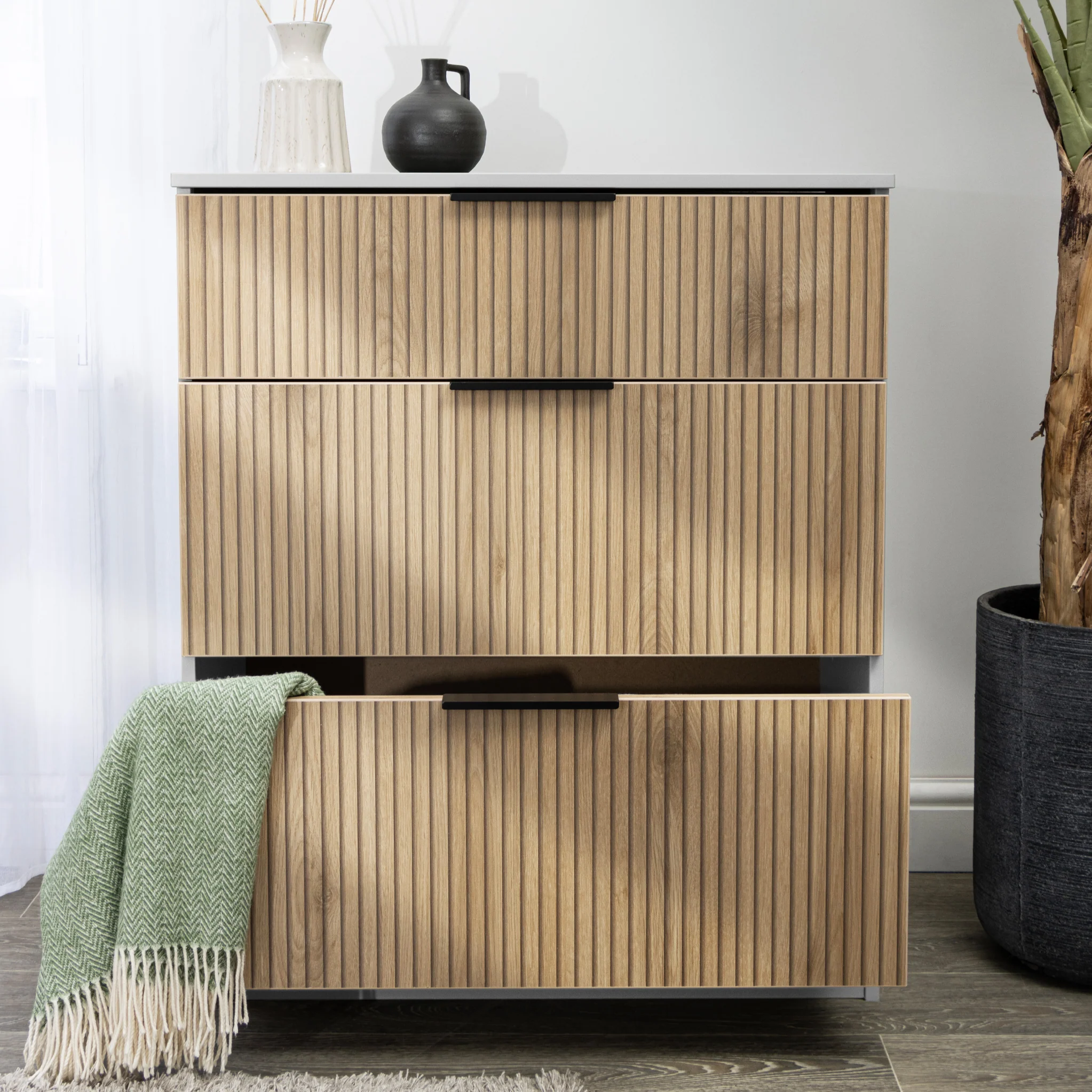 Jago Slatted Effect 3 Drawer Deep Chest - Image 22