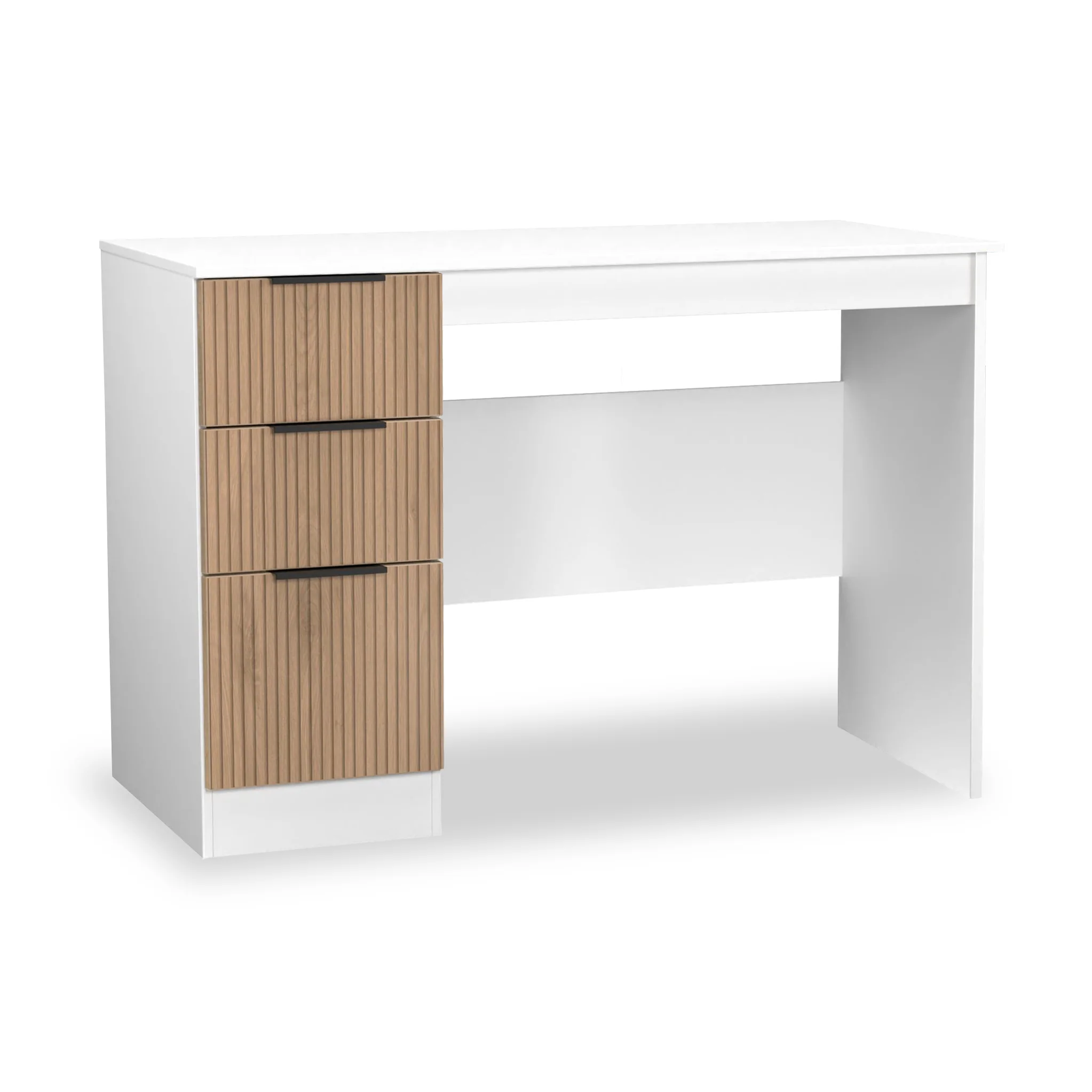 Jago Slatted Effect 3 Drawer Desk - Image 13