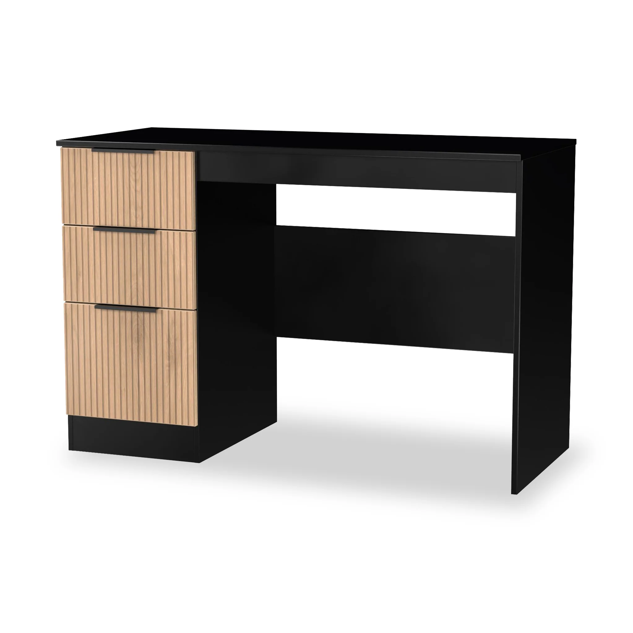 Jago Slatted Effect 3 Drawer Desk - Image 4