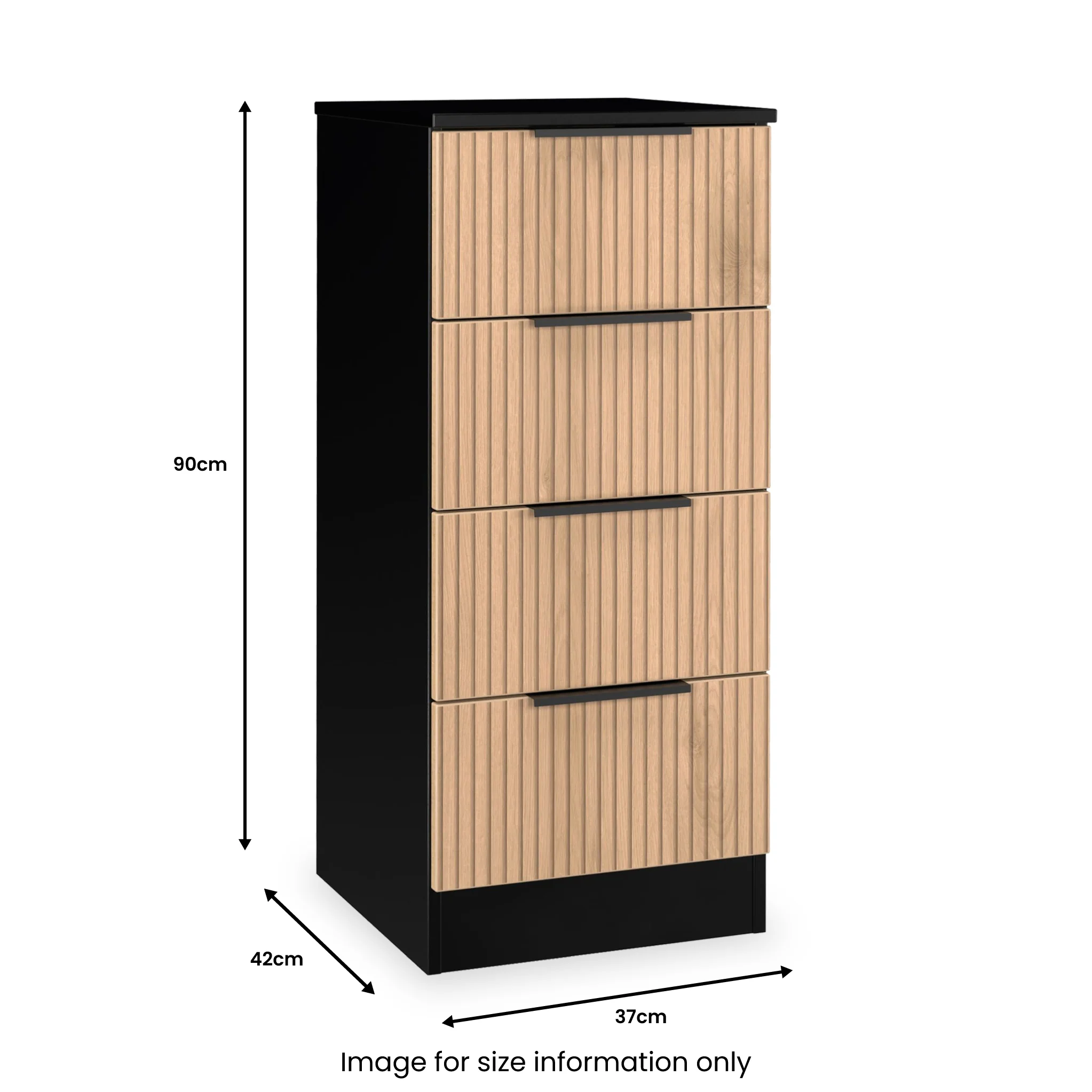 Jago Slatted Effect 4 Drawer Bedside Table - Image 16