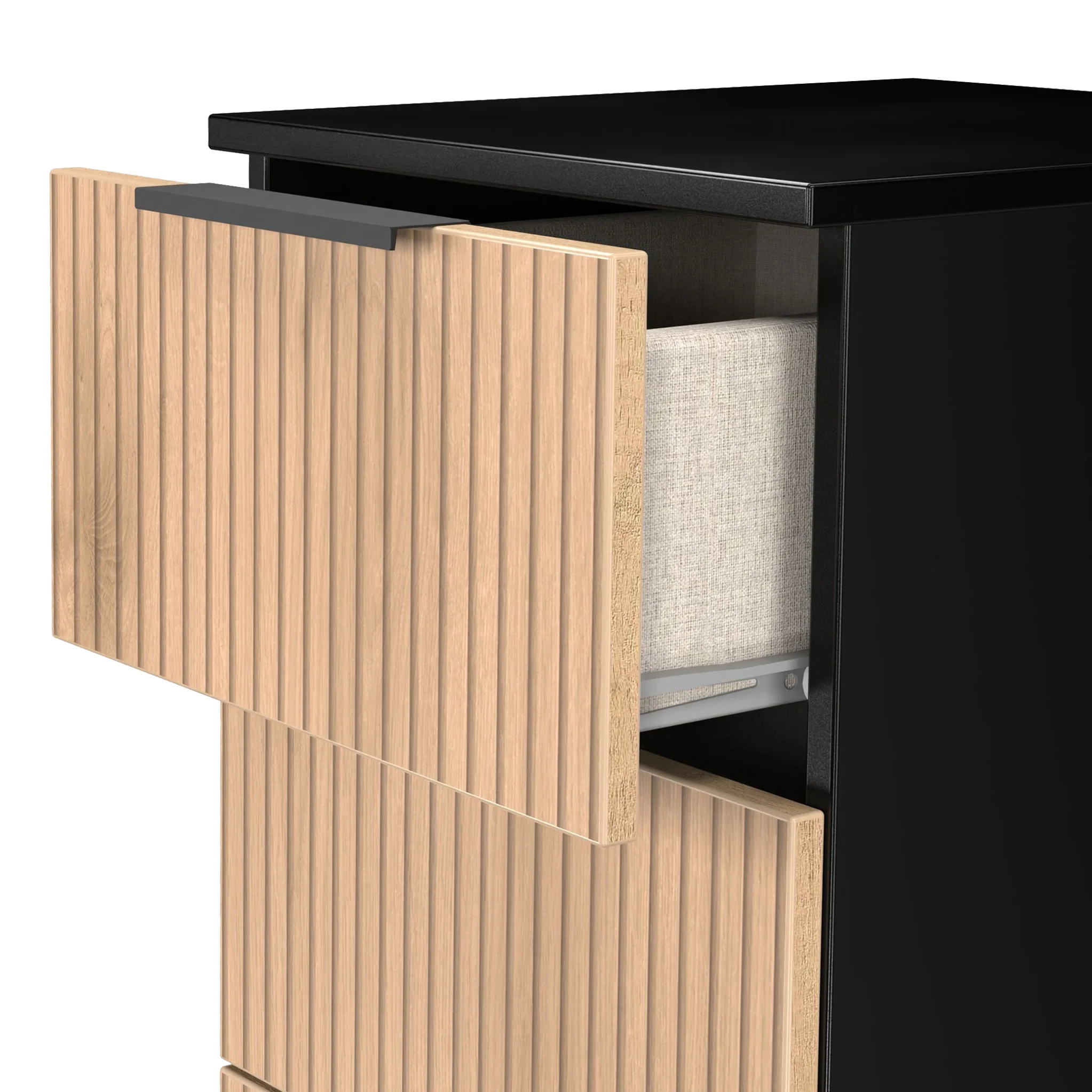 Jago Slatted Effect 4 Drawer Bedside Table - Image 5