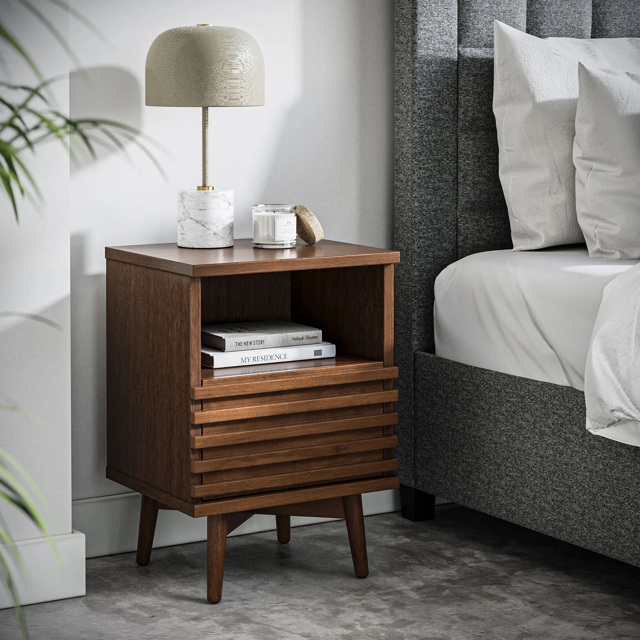 Kari Dark Oak Slim Bedside Table - Image 2
