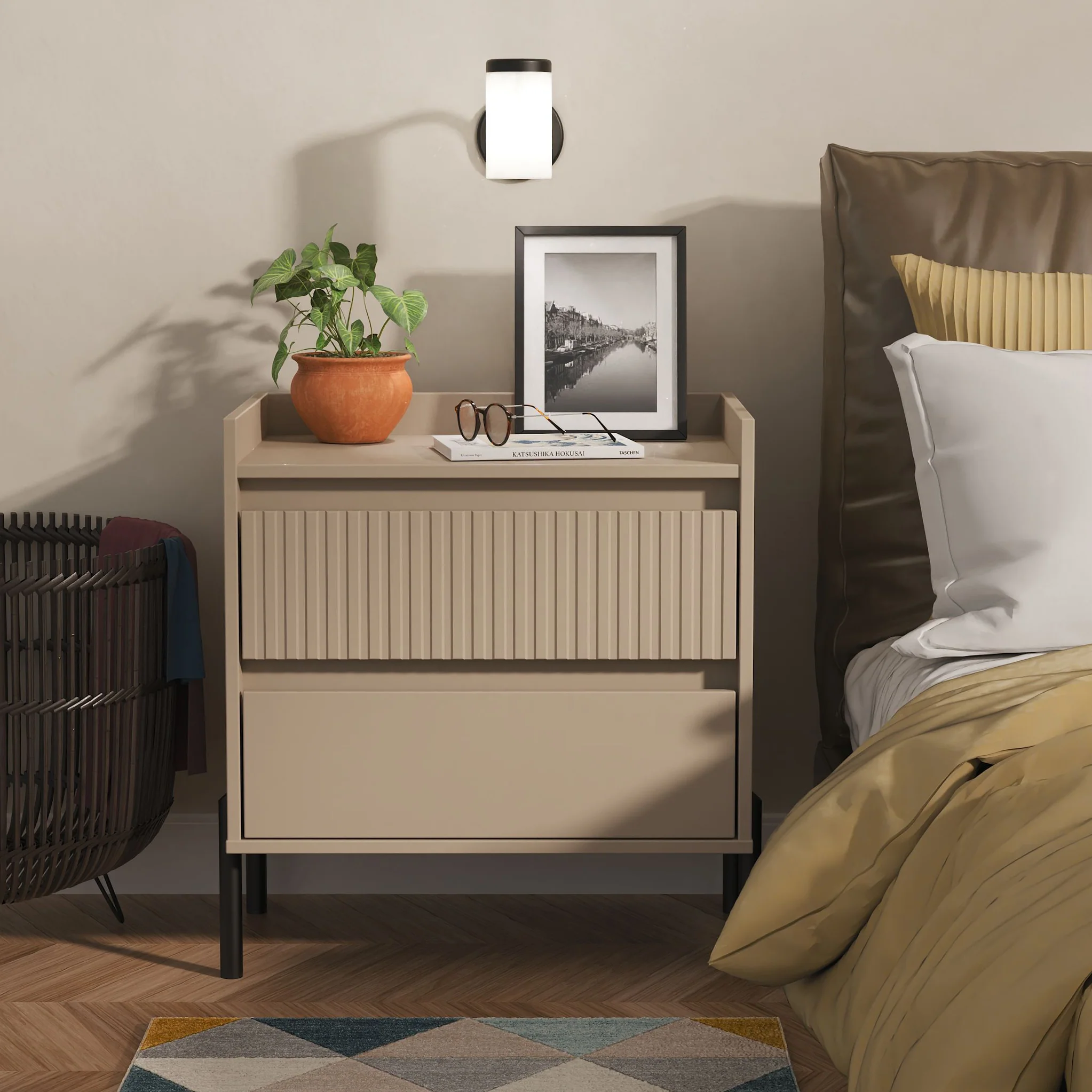 Kenton 2 Drawer Wide Bedside Table - Image 14