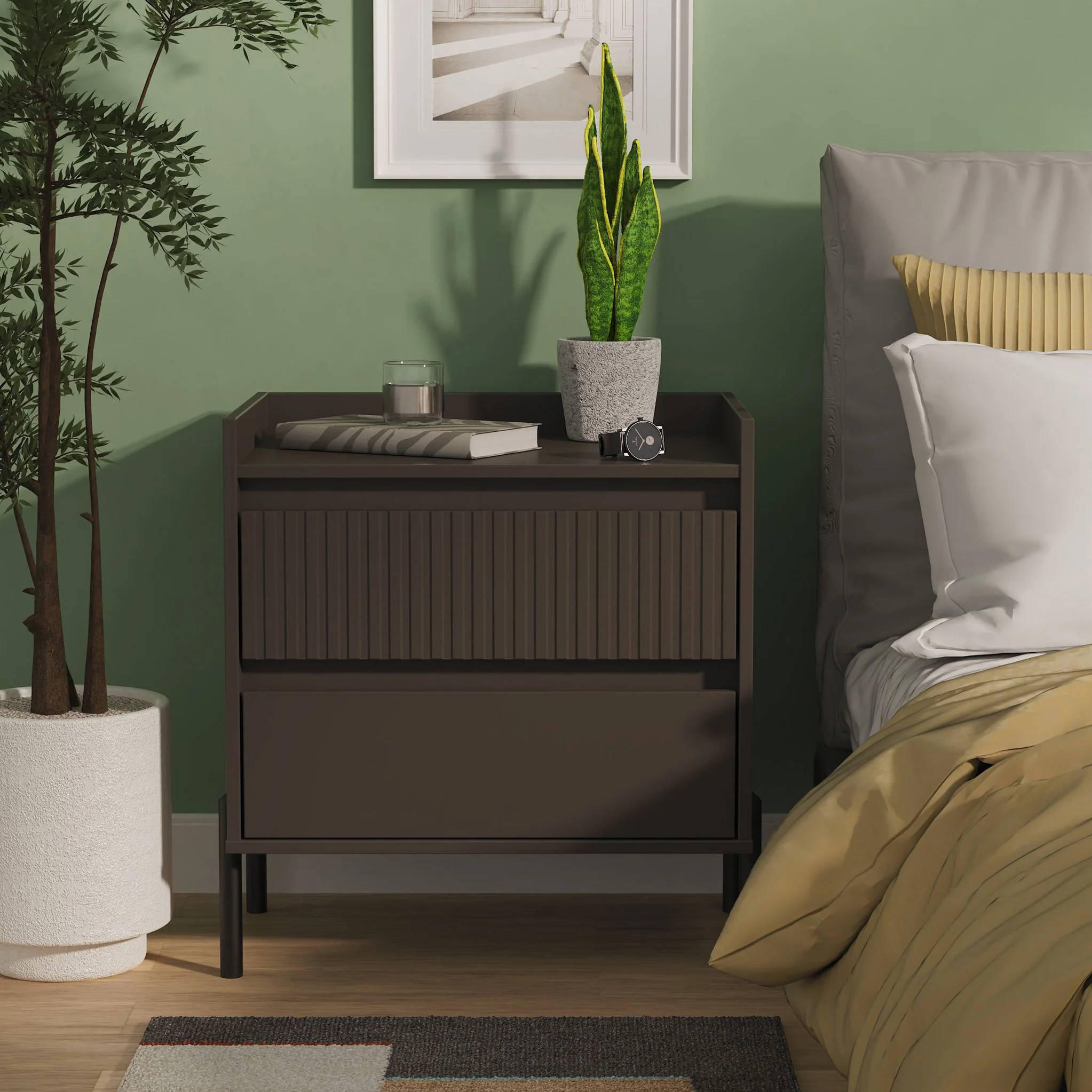 Kenton 2 Drawer Wide Bedside Table - Image 8