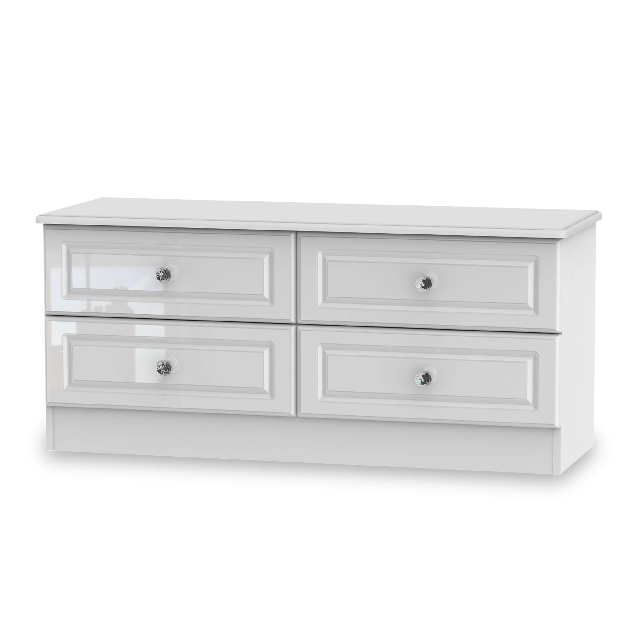 Kinsley White Gloss 4 Drawer Low Storage Unit - Image 3