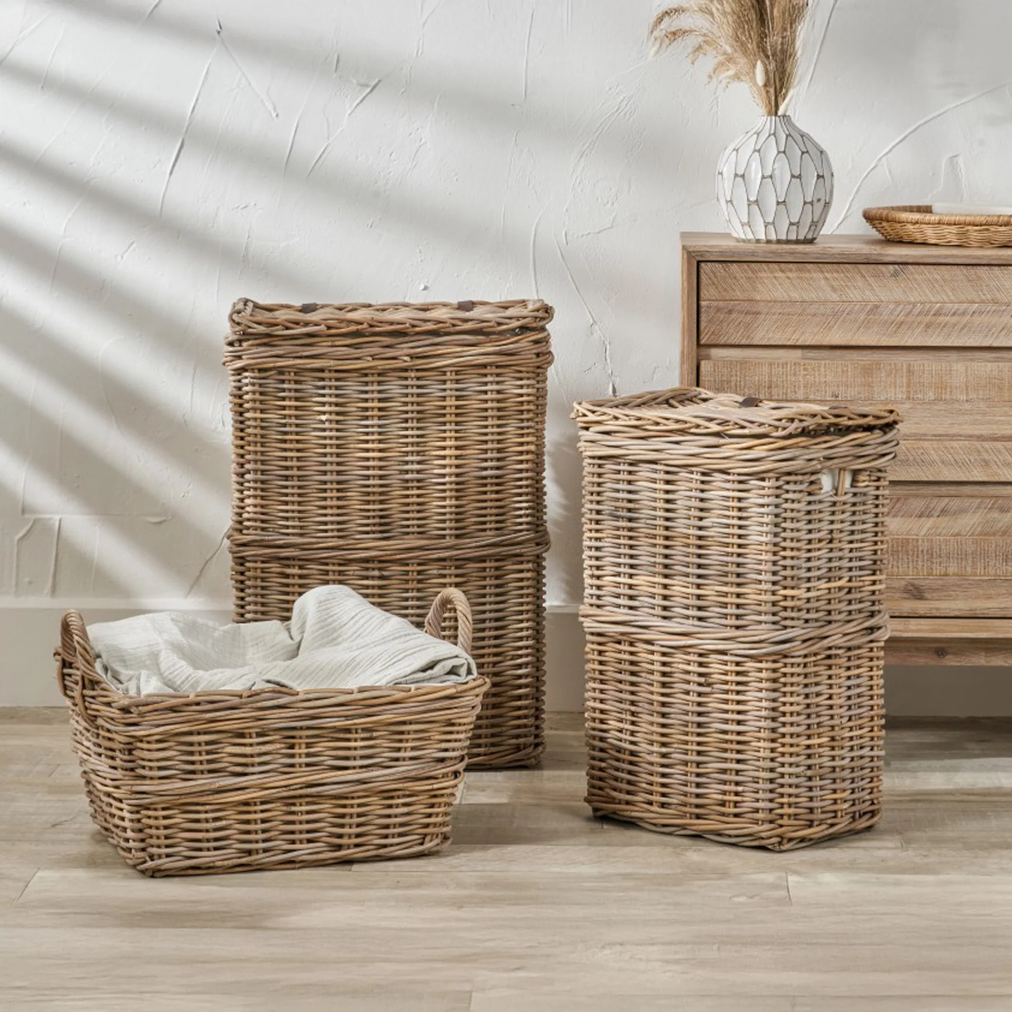 Kubu Rectangular Linen Baskets Set of 2 - Image 7