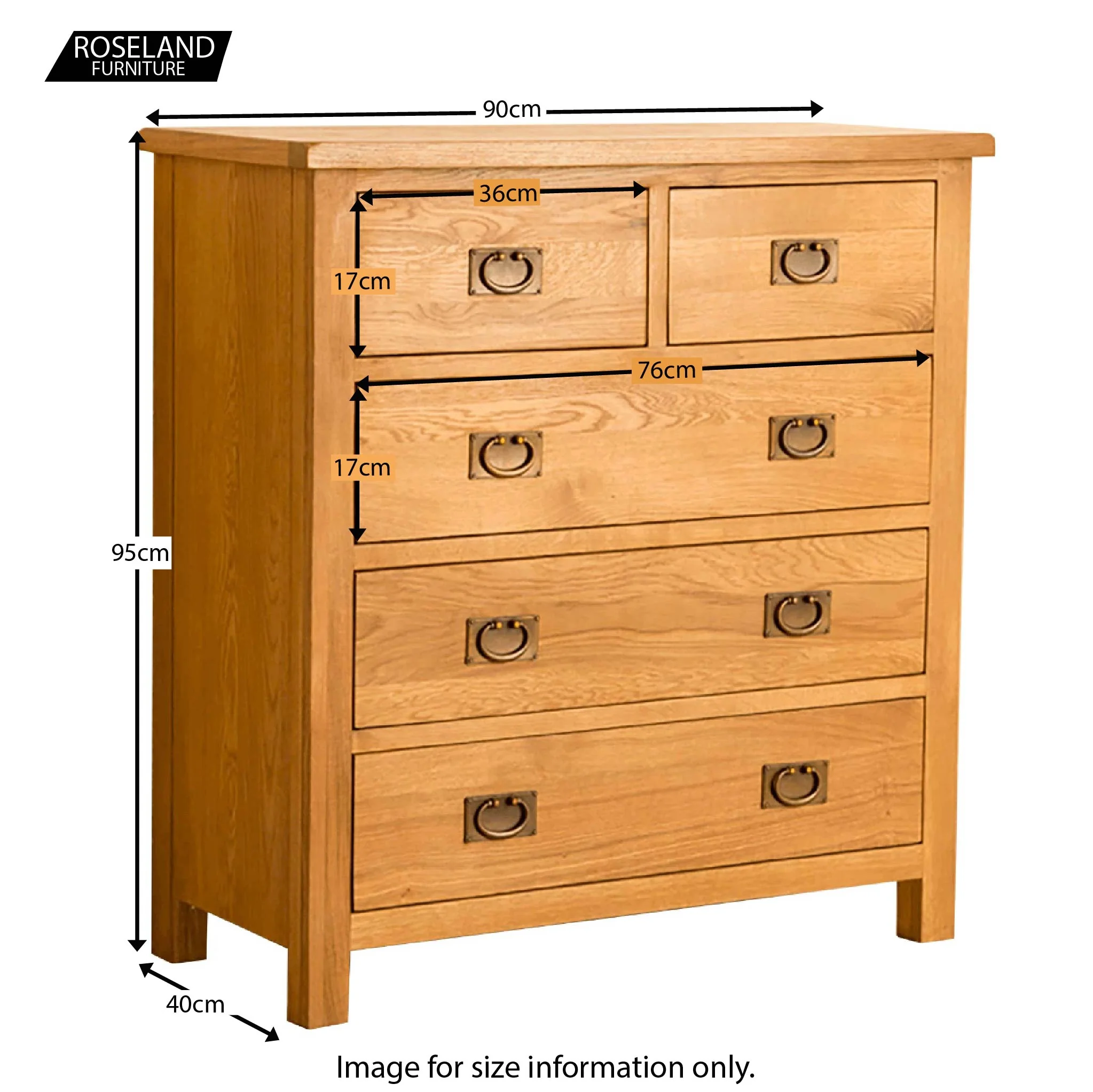 Lanner Oak 2 over 3 Drawer Chest - Image 5