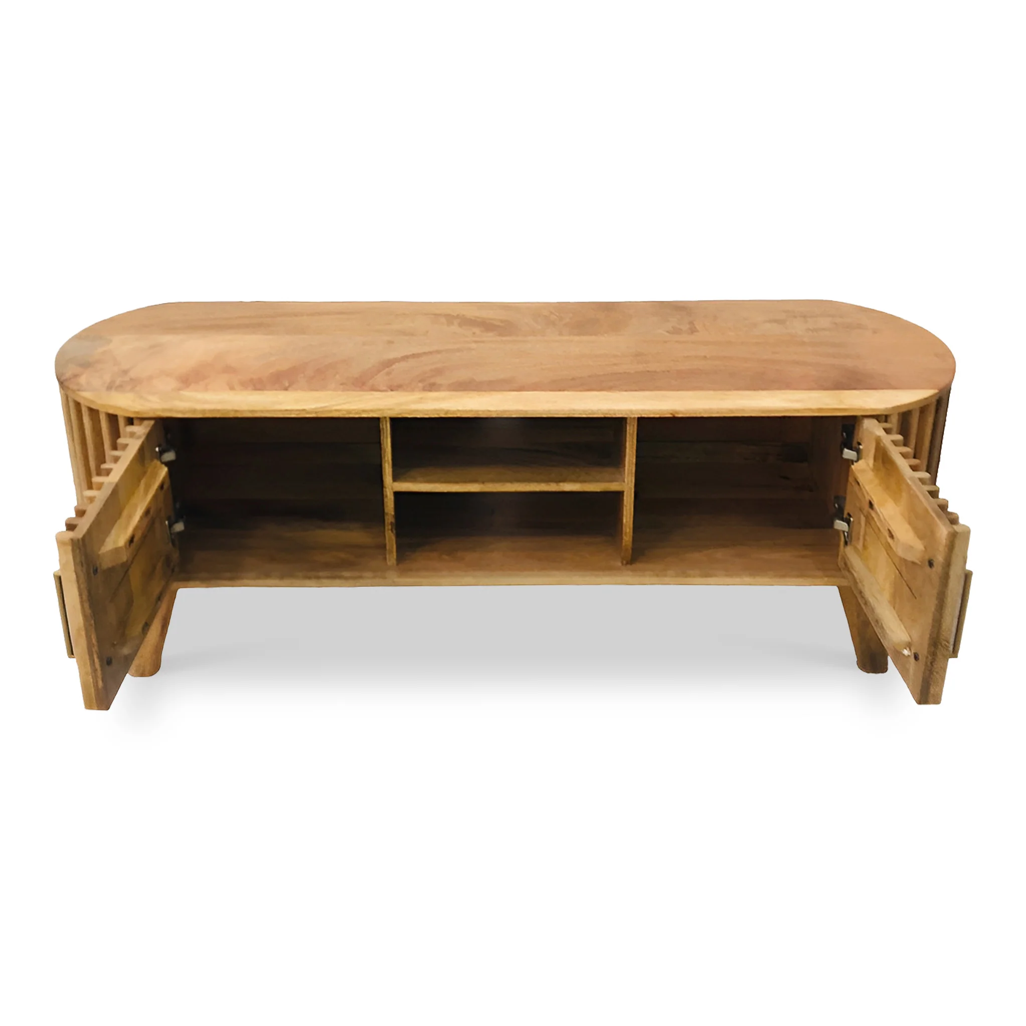 Leo Slatted Mango Wood 2 Door Large TV Unit - Image 6