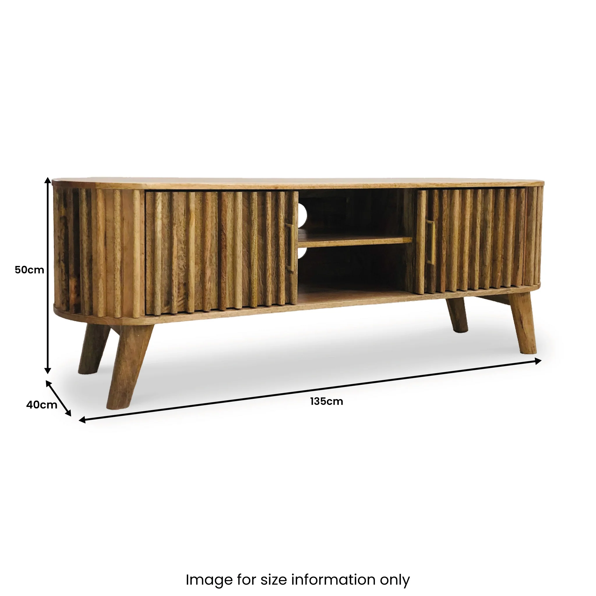 Leo Slatted Mango Wood 2 Door Large TV Unit - Image 8