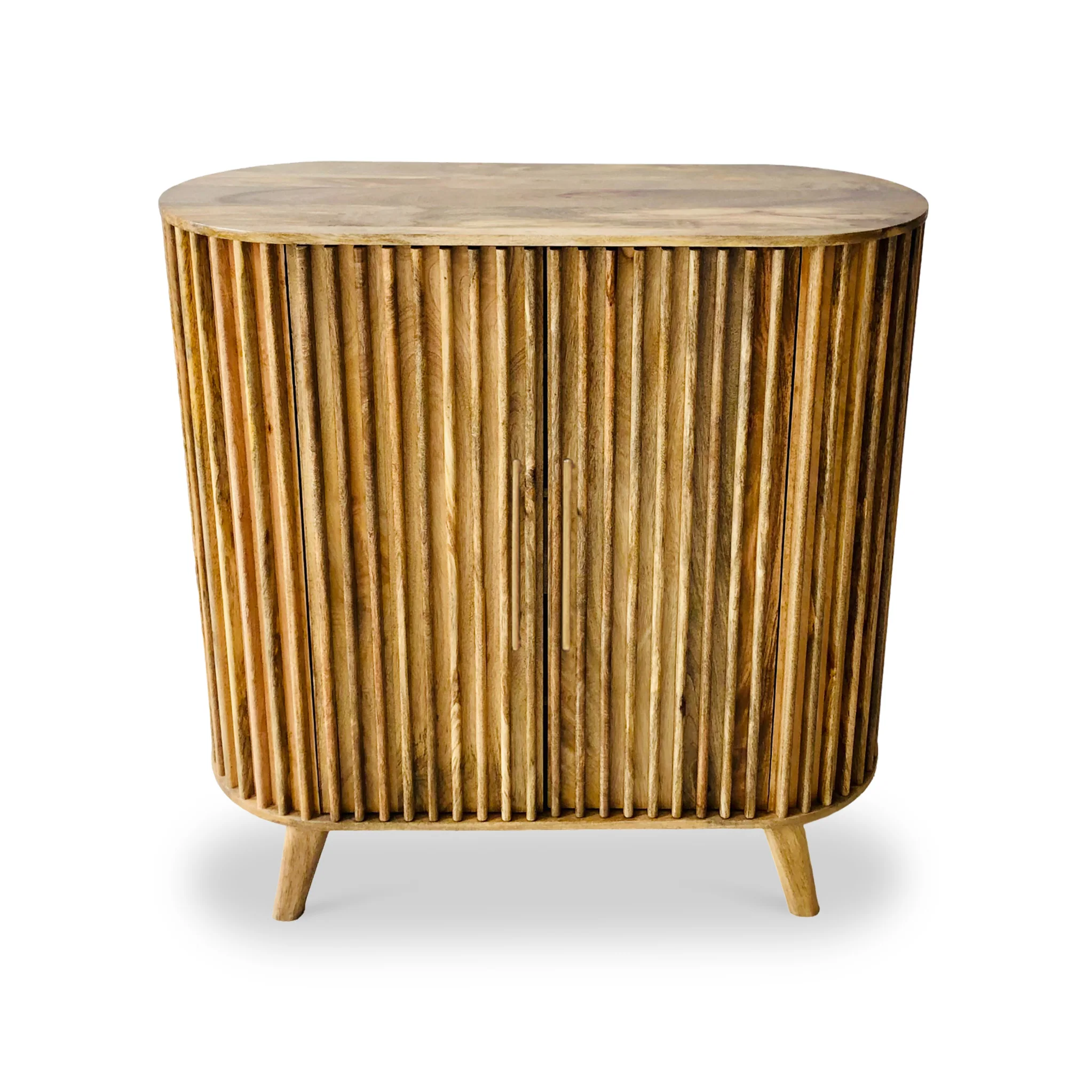 Leo Slatted Mango Wood 2 Door Tall Sideboard - Image 6
