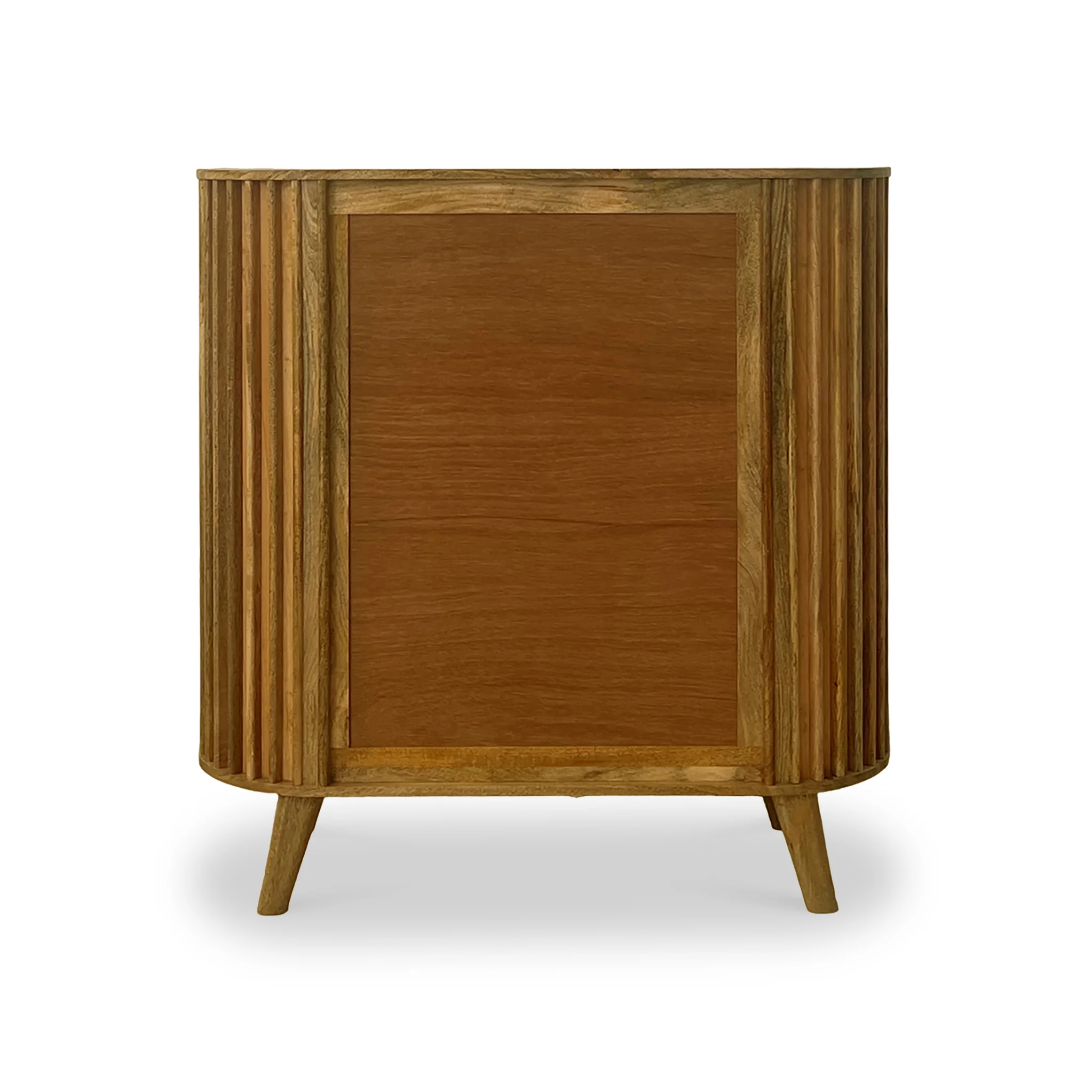 Leo Slatted Mango Wood 2 Door Tall Sideboard - Image 7