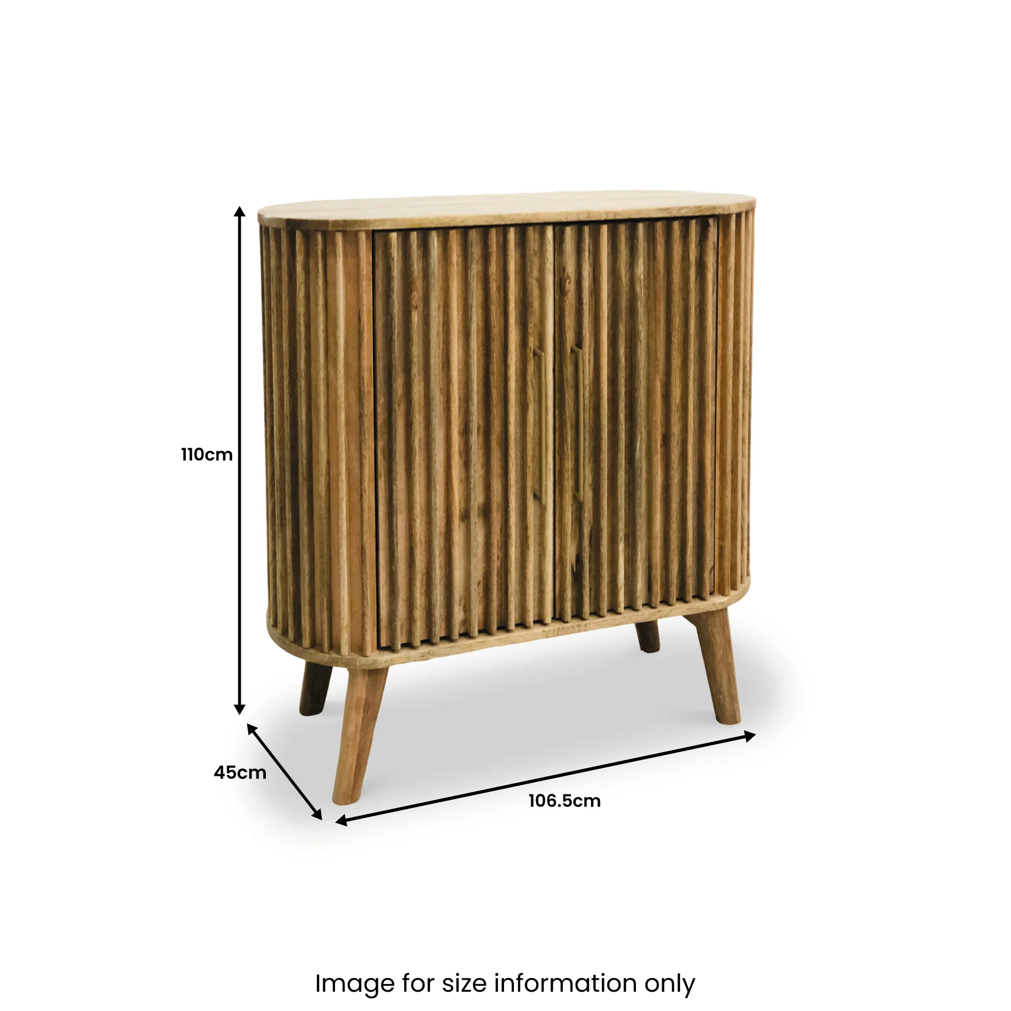 Leo Slatted Mango Wood 2 Door Tall Sideboard - Image 8