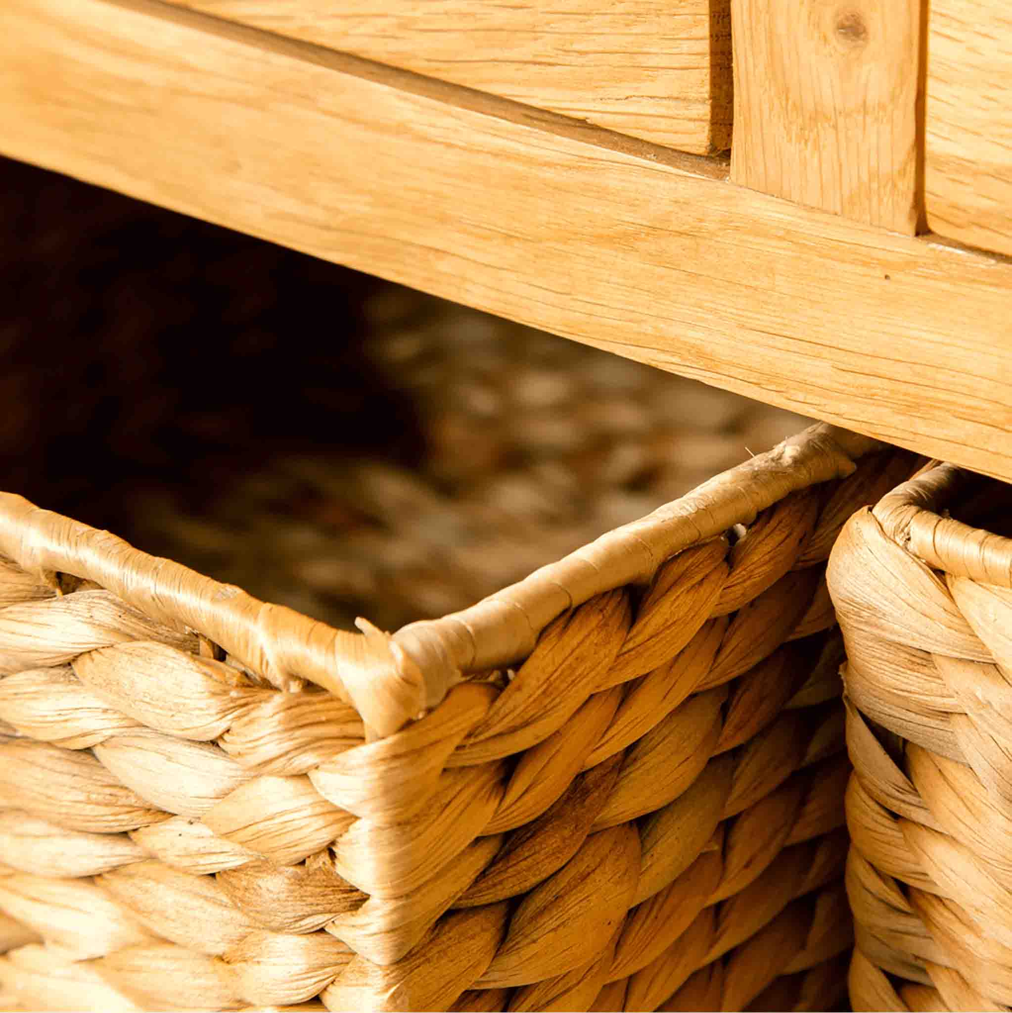 London Oak Console Table with Baskets - Image 4