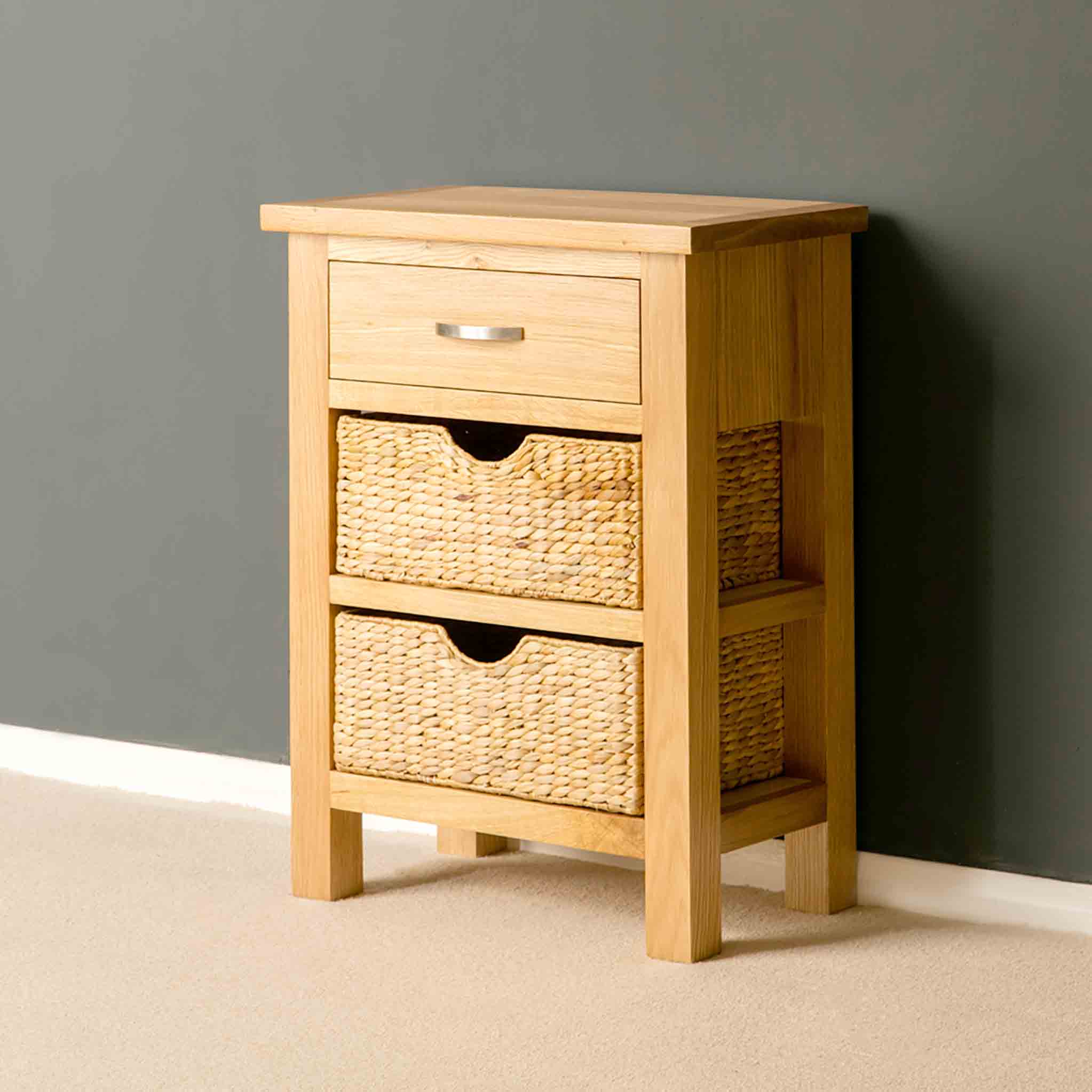 London Oak Telephone Table with Baskets - Image 10