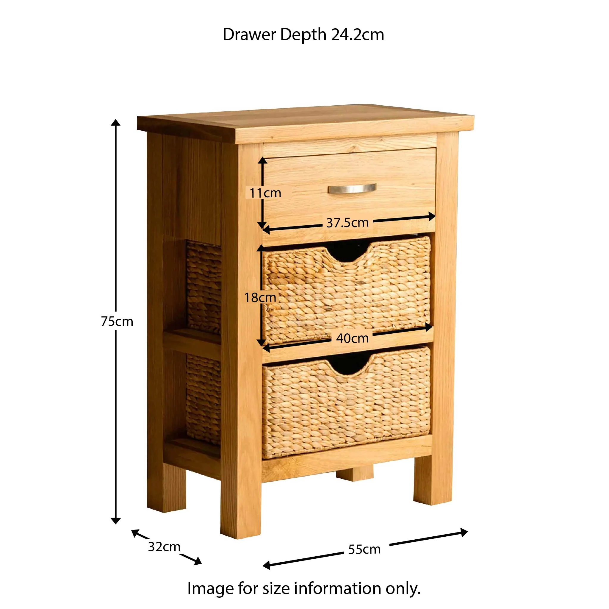 London Oak Telephone Table with Baskets - Image 12