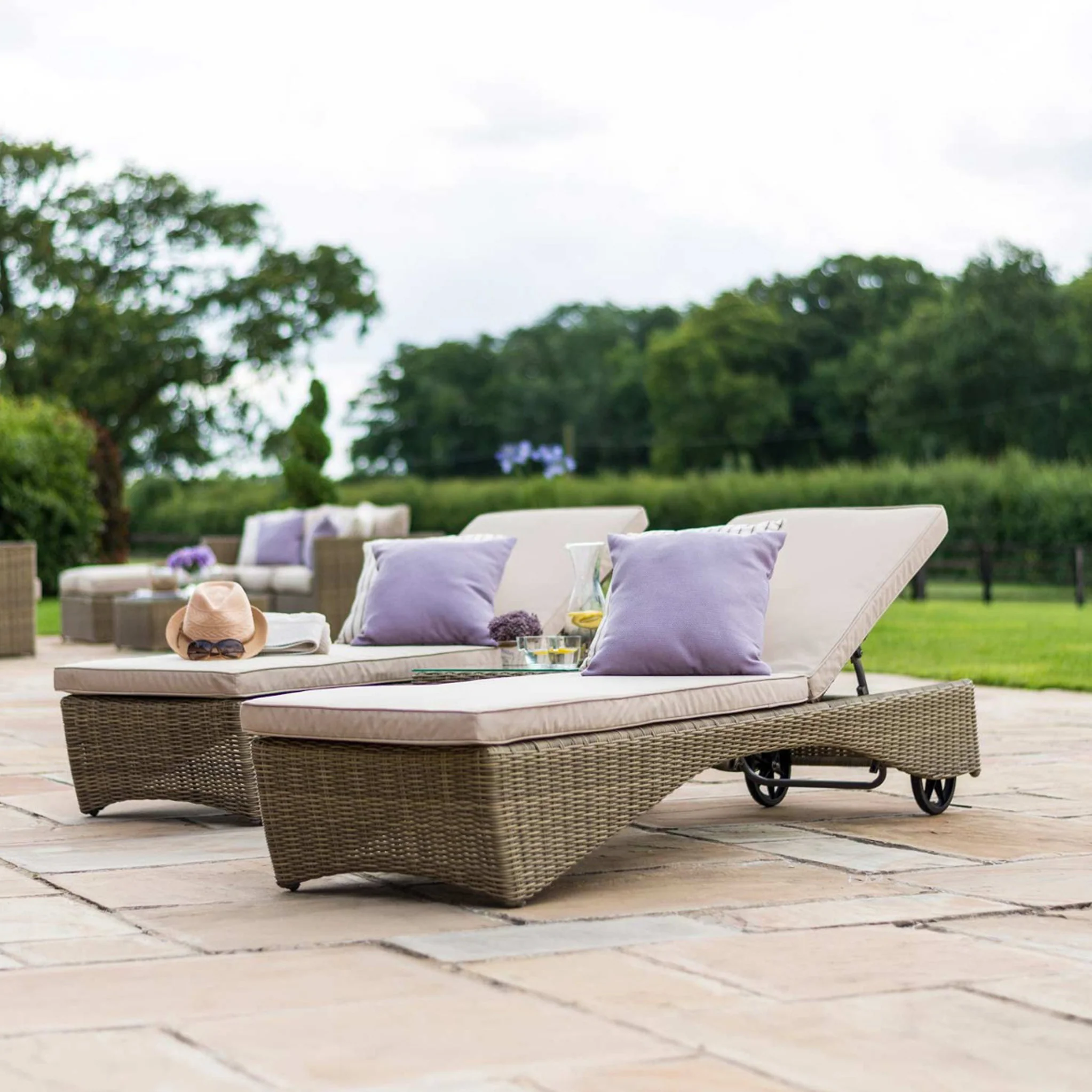 Maze Winchester 3 Piece Rattan Sunlounger Set - Image 5