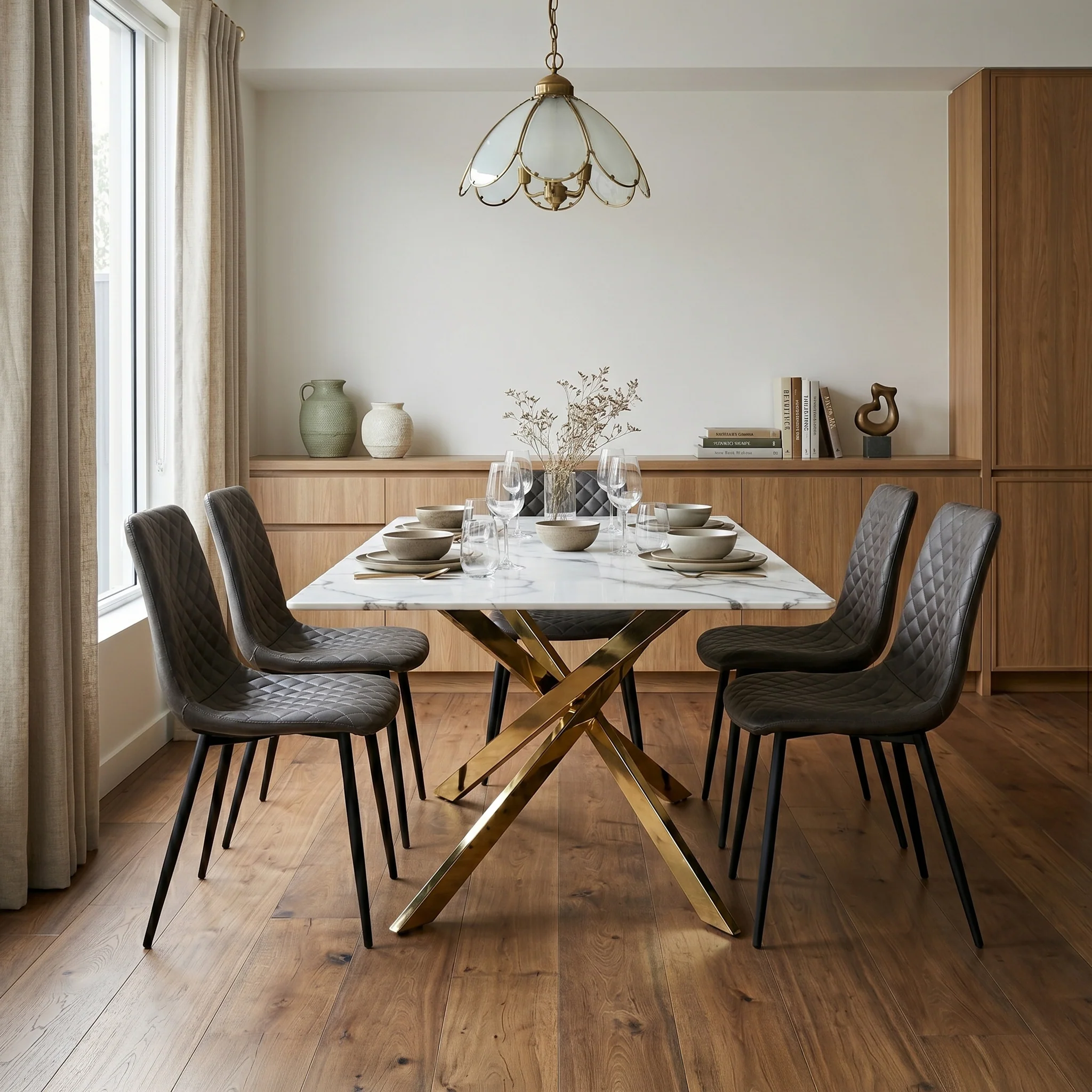 Melody 160cm Marble Effect Dining Table - Image 2