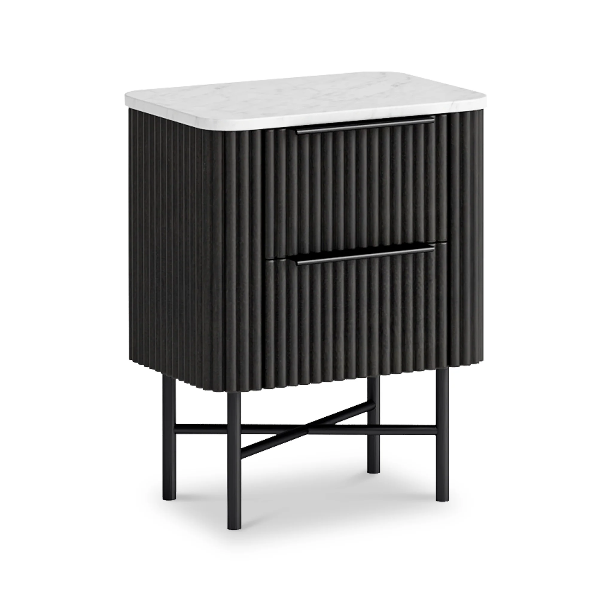 Milo Mango & Marble 2 Drawer Narrow Bedside