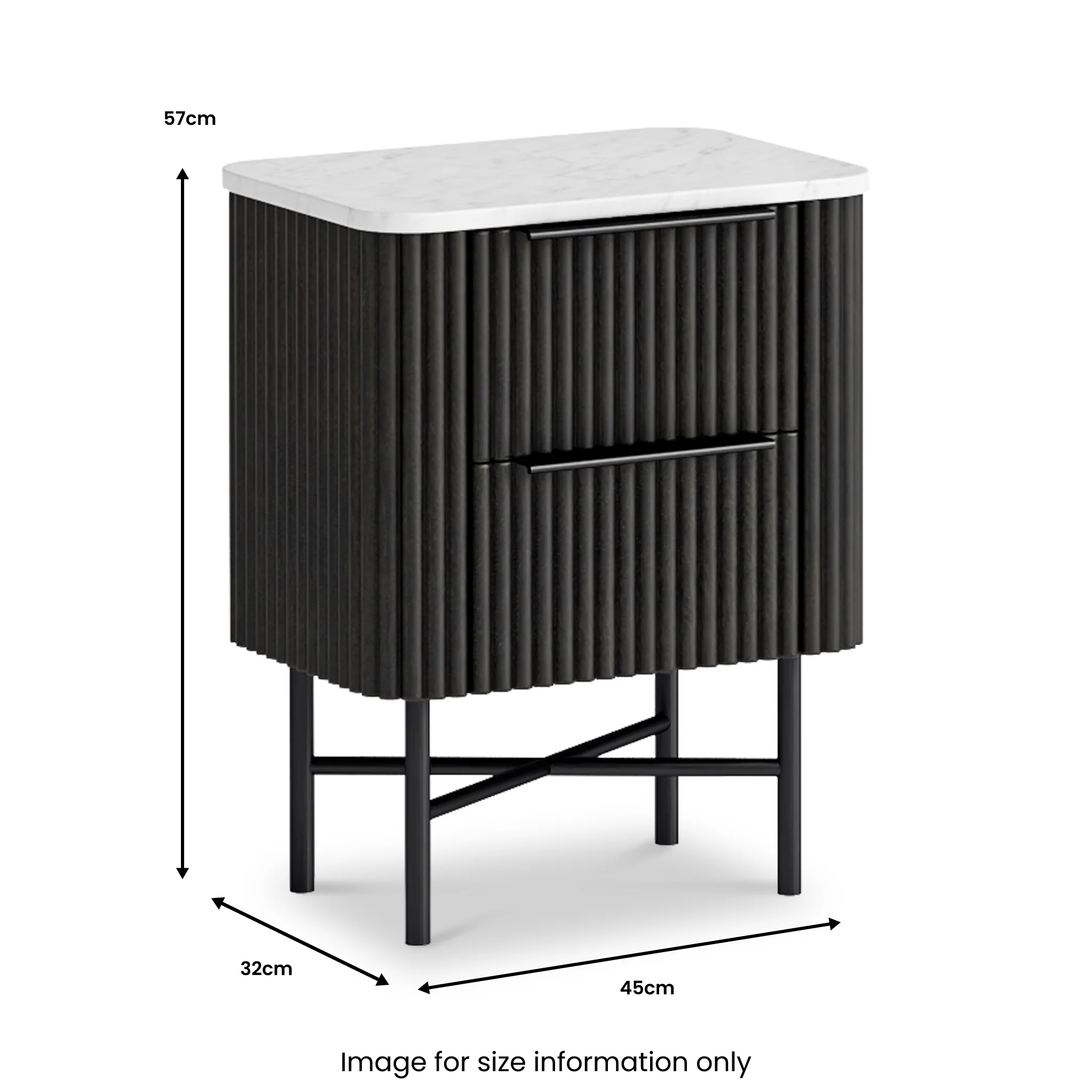 Milo Mango & Marble 2 Drawer Narrow Bedside - Image 5