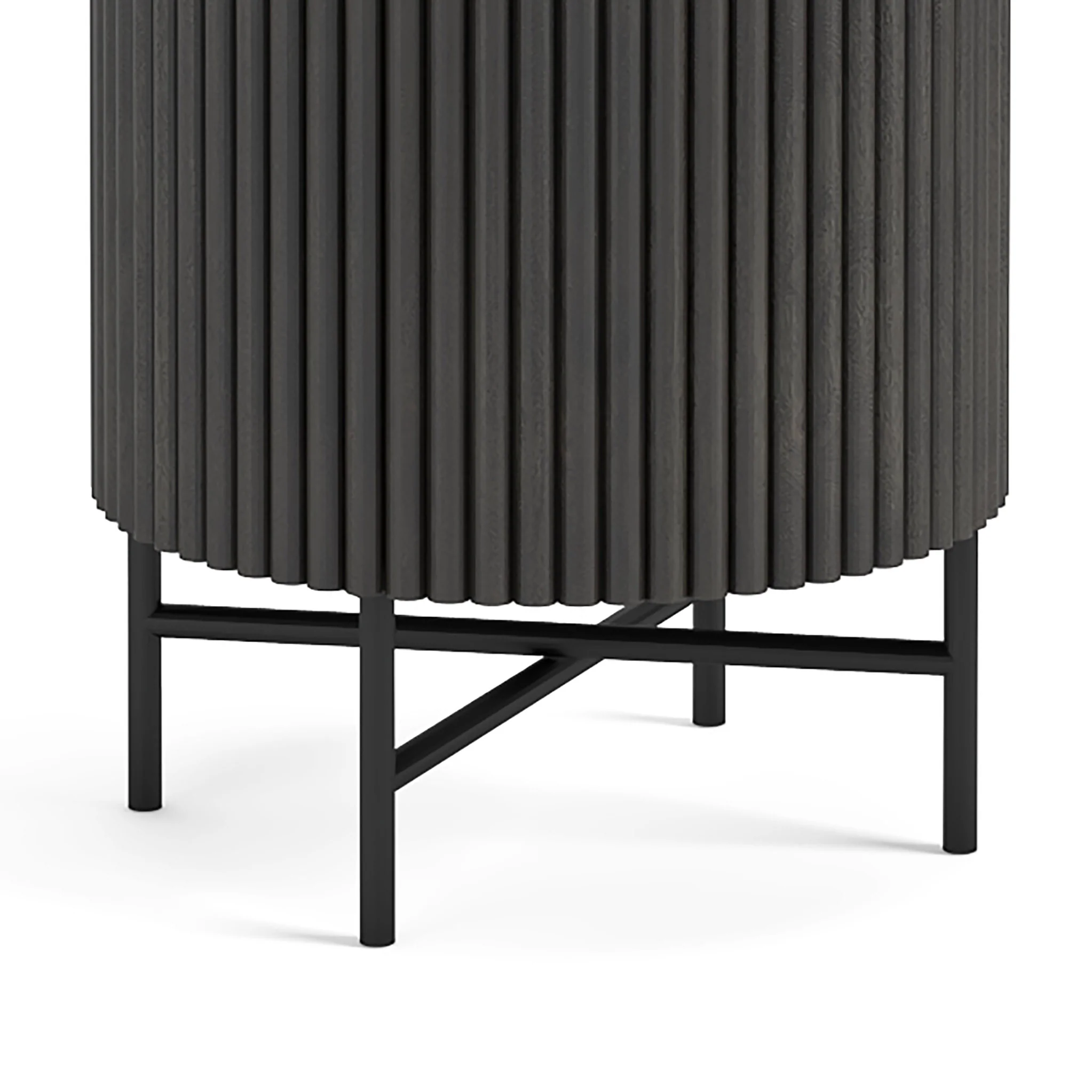 Milo Mango & Marble Round Fluted Bedside Table - Image 12