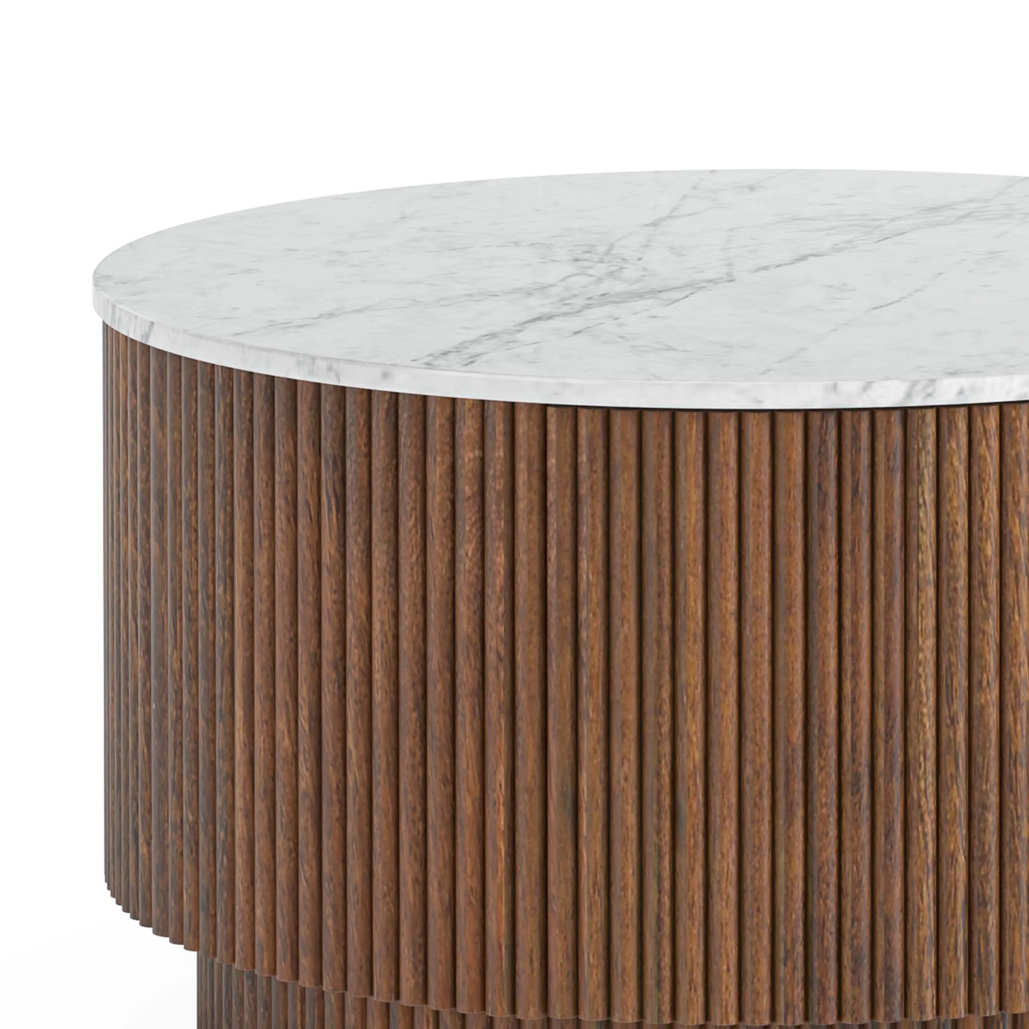 Milo Mango & Marble Round Fluted Coffee Table - Image 11